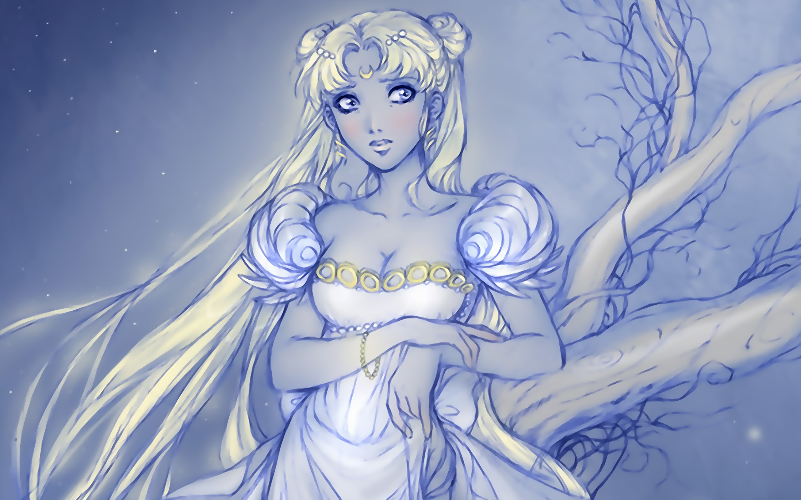 Sailor Moon, white dress, Bishoujo Senshi Sailor Moon, Princess Serenity - desktop wallpaper