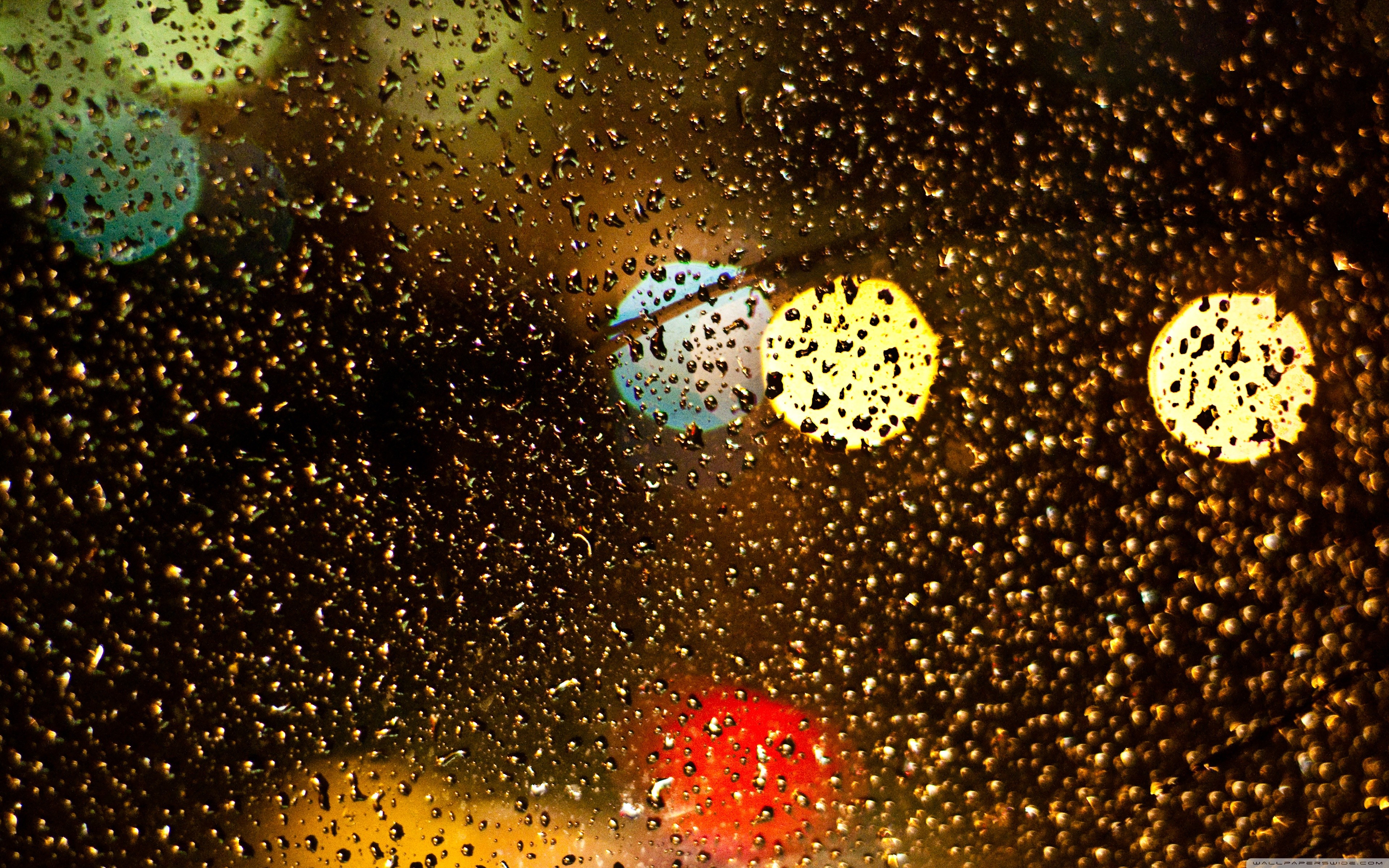 lights, blur, water drops - desktop wallpaper