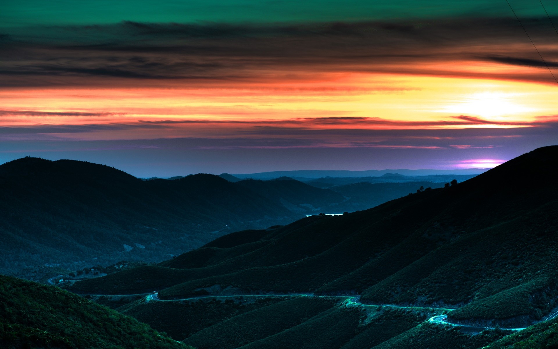 sunset, mountains, landscapes, California, Napa Valley - desktop wallpaper