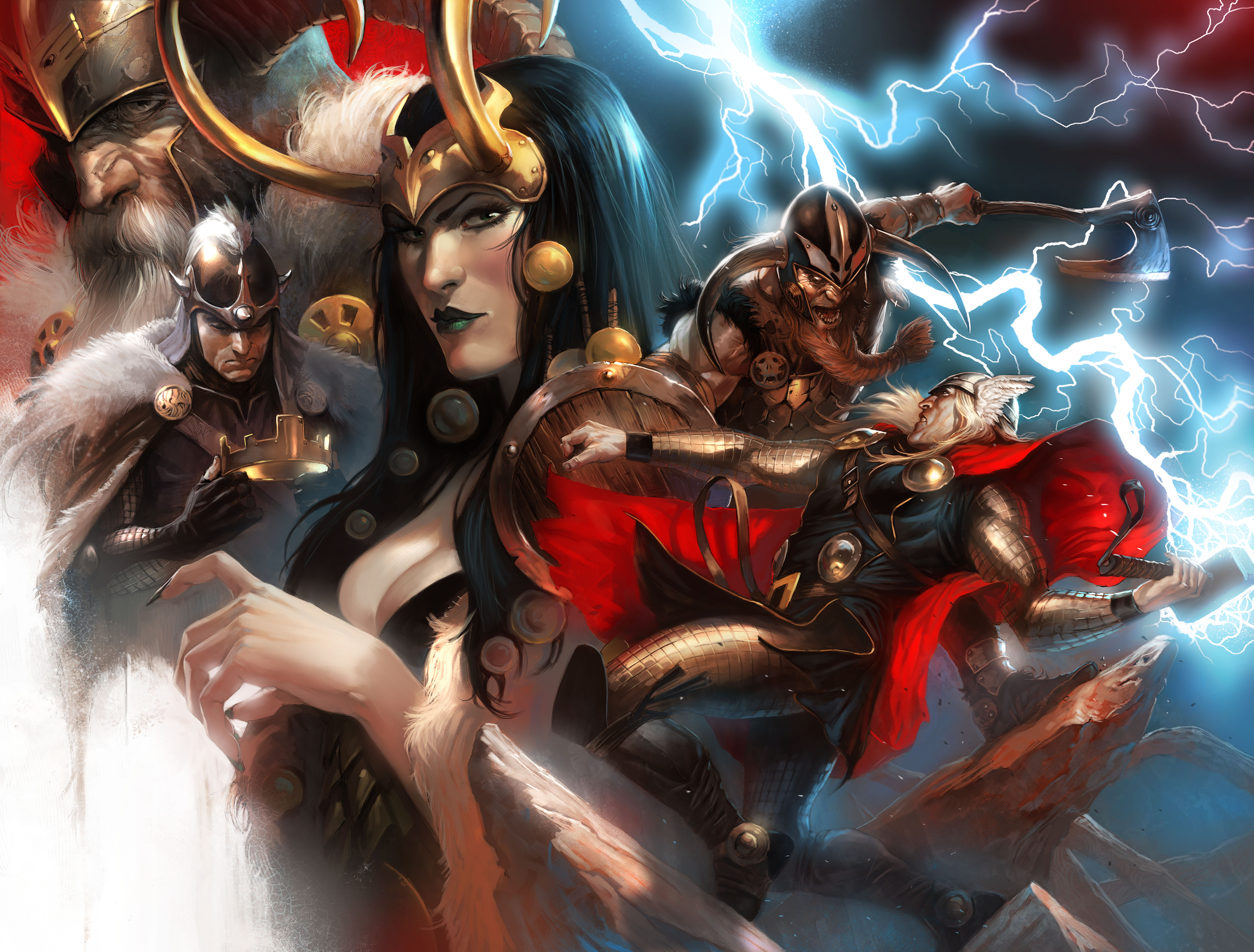 Thor, Odin, Marvel Comics, Loki, genderswitch - desktop wallpaper