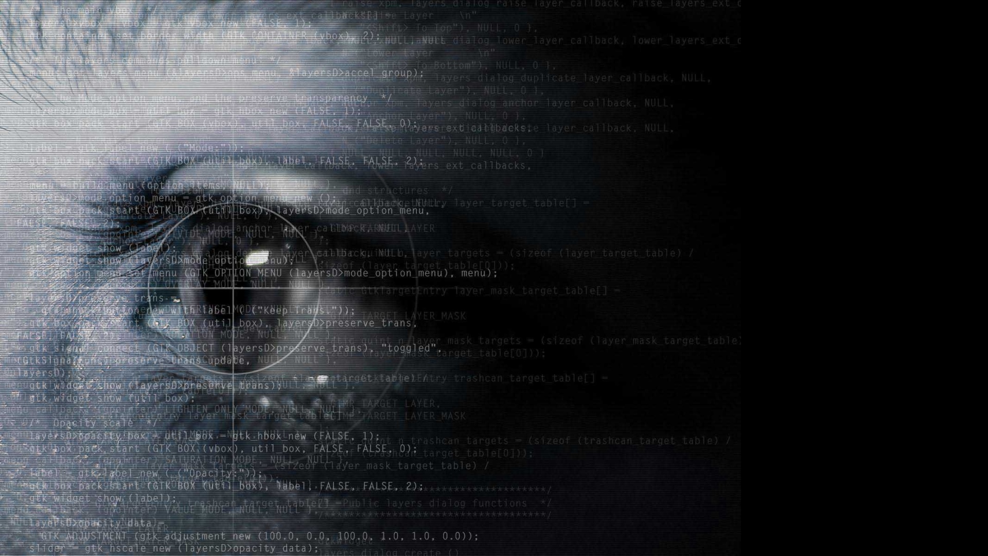 abstract, eyes, text, programming - desktop wallpaper