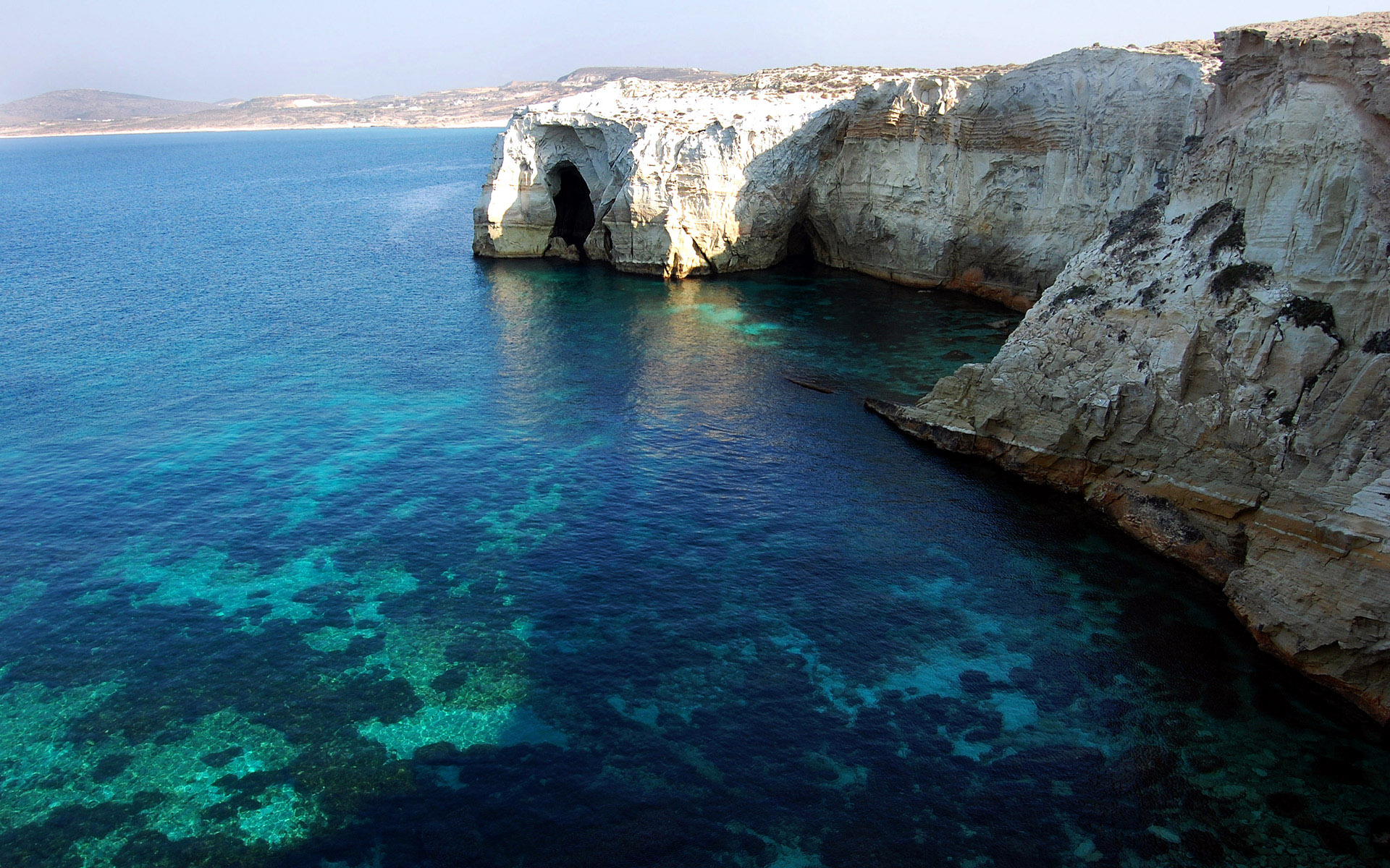 water, landscapes, rocks, islands, Greece, milos - desktop wallpaper