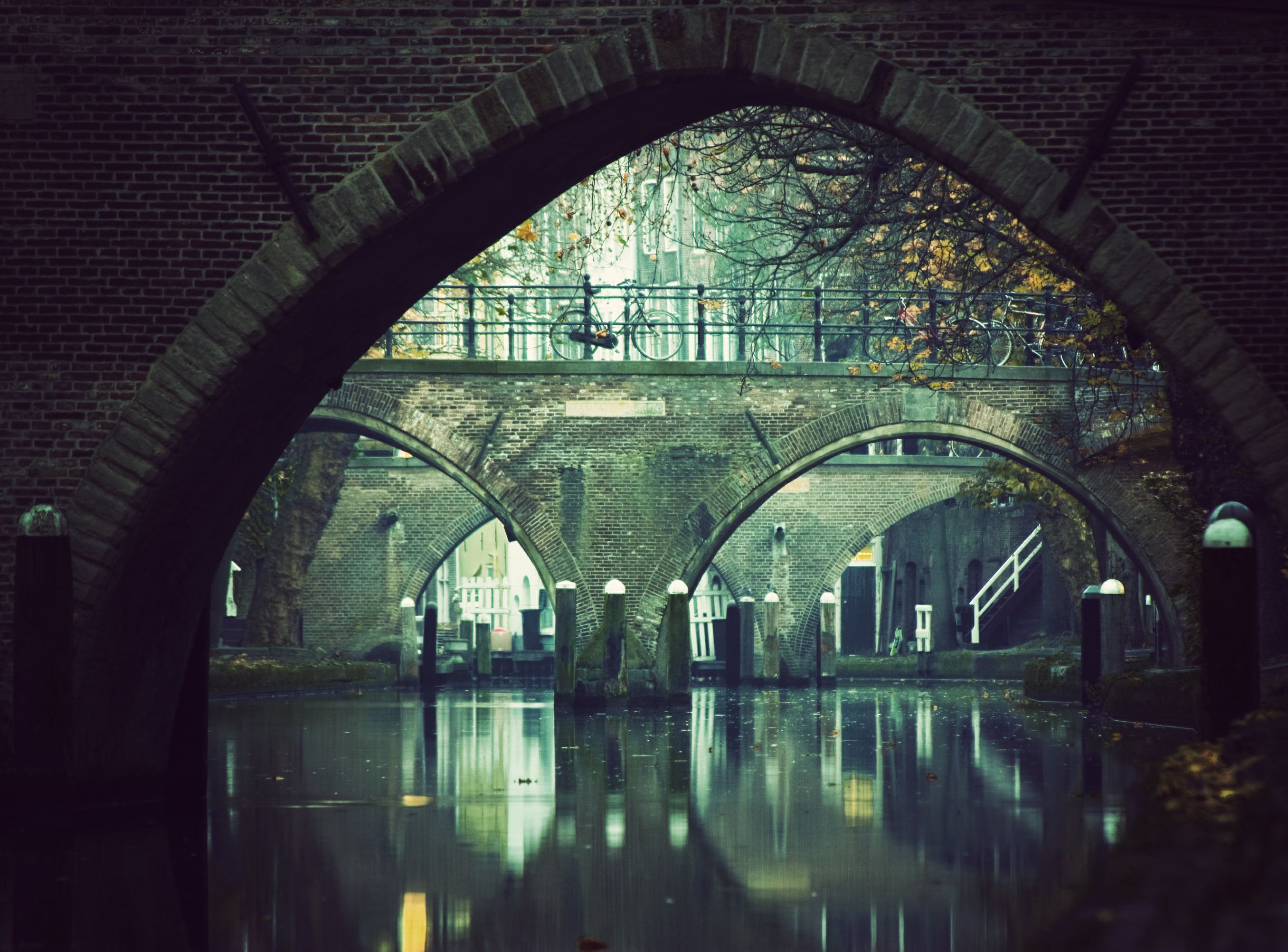 water, bicycles, bridges, arch, pointed arch, waterway - desktop wallpaper