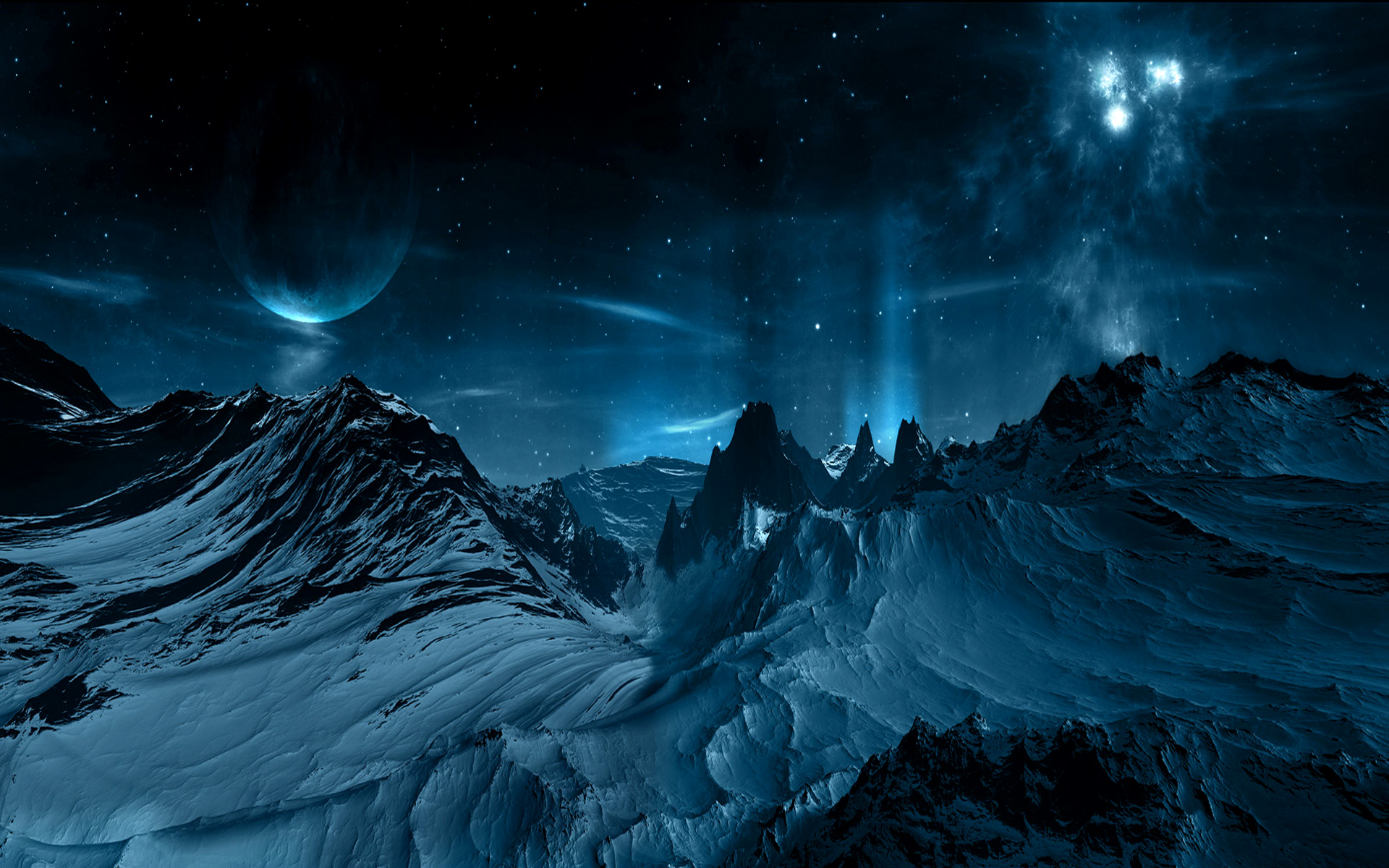 mountains, outer space, planets - desktop wallpaper