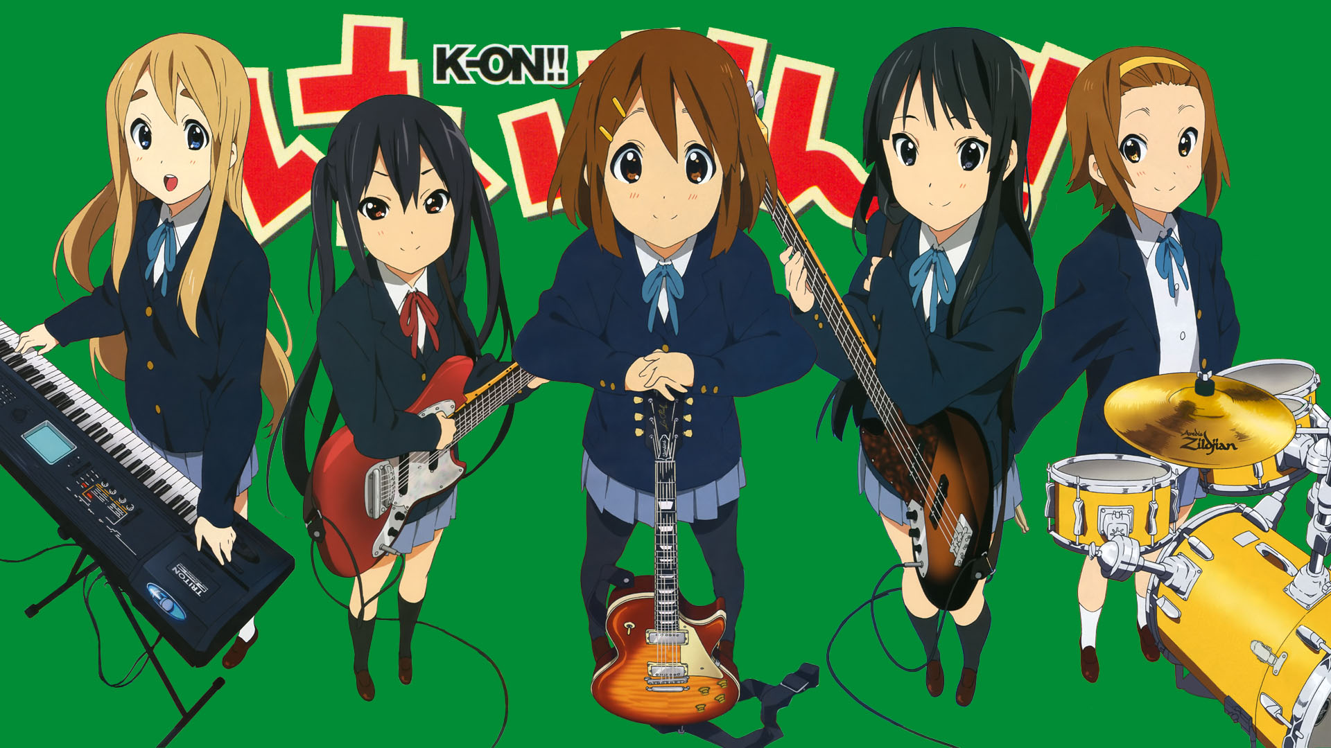K-ON!, Hirasawa Yui, Akiyama Mio, Tainaka Ritsu, Kotobuki Tsumugi, Nakano Azusa - desktop wallpaper