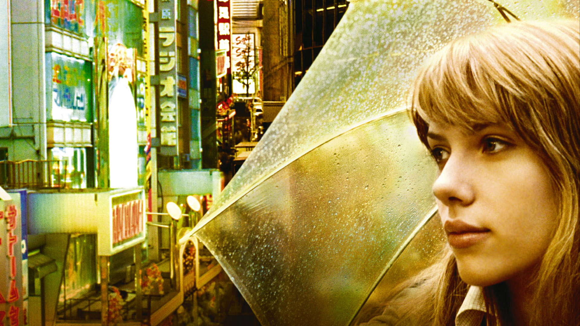 women, Japan, Scarlett Johansson, actress, Lost in Translation, umbrellas - desktop wallpaper