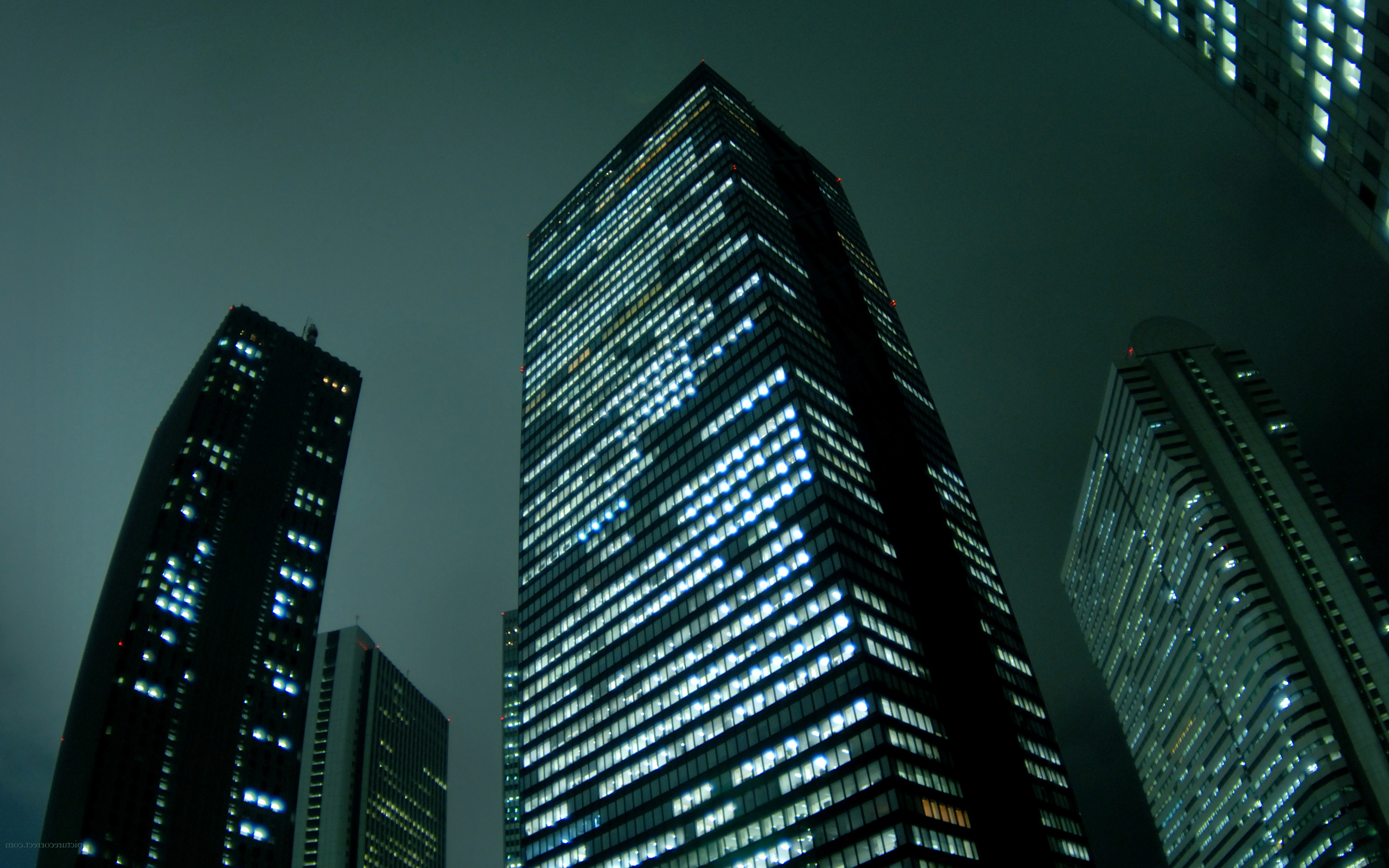 night, skyscrapers, cities - desktop wallpaper