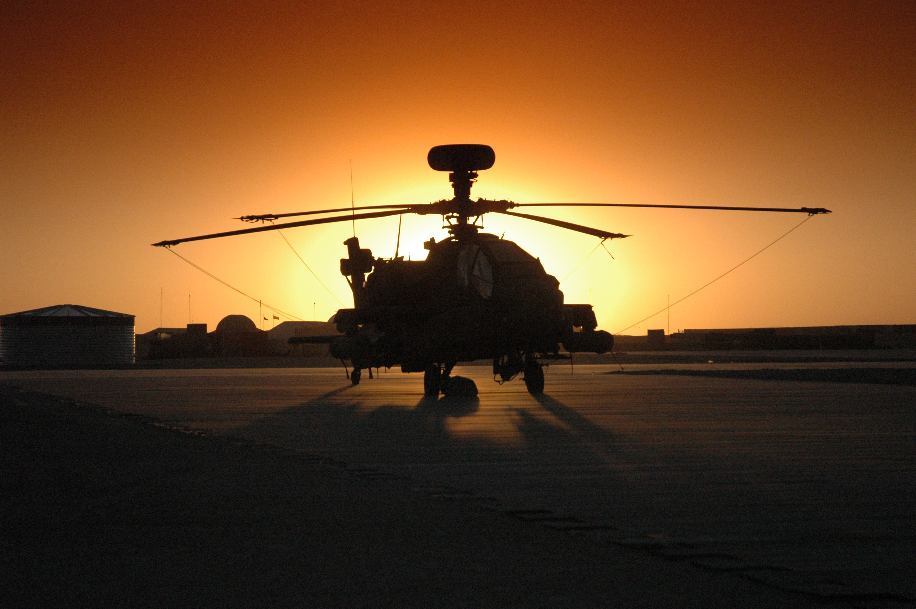 sunset, aircraft, helicopters, vehicles, AH-64 Apache - desktop wallpaper