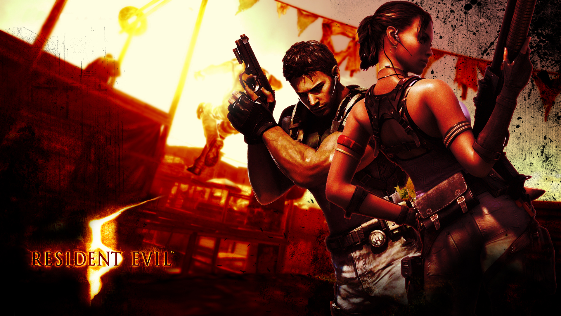 video games, Resident Evil, Chris Redfield, Sheva Alomar - desktop wallpaper