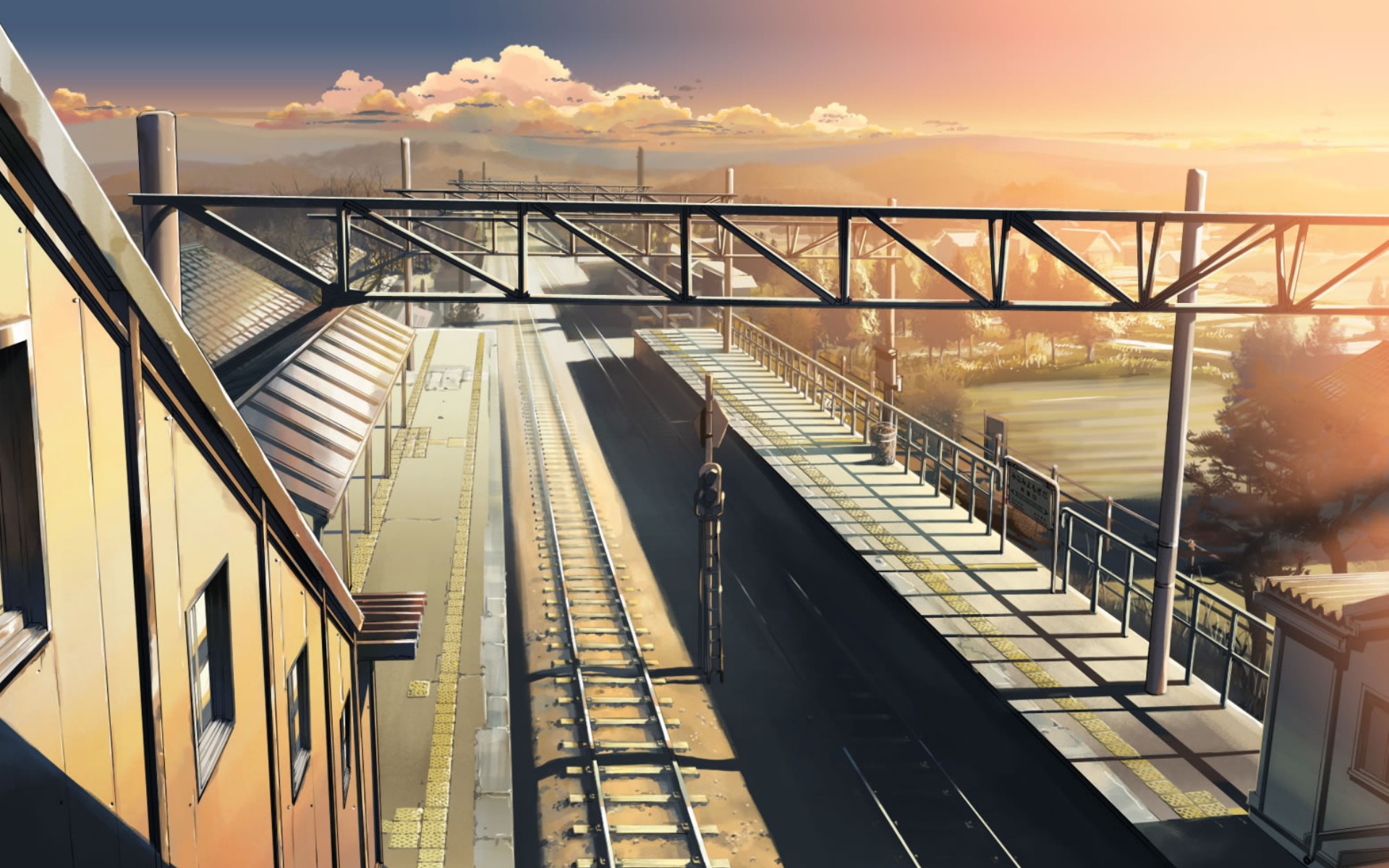 Makoto Shinkai, train stations, The Place Promised in Our Early Days - desktop wallpaper