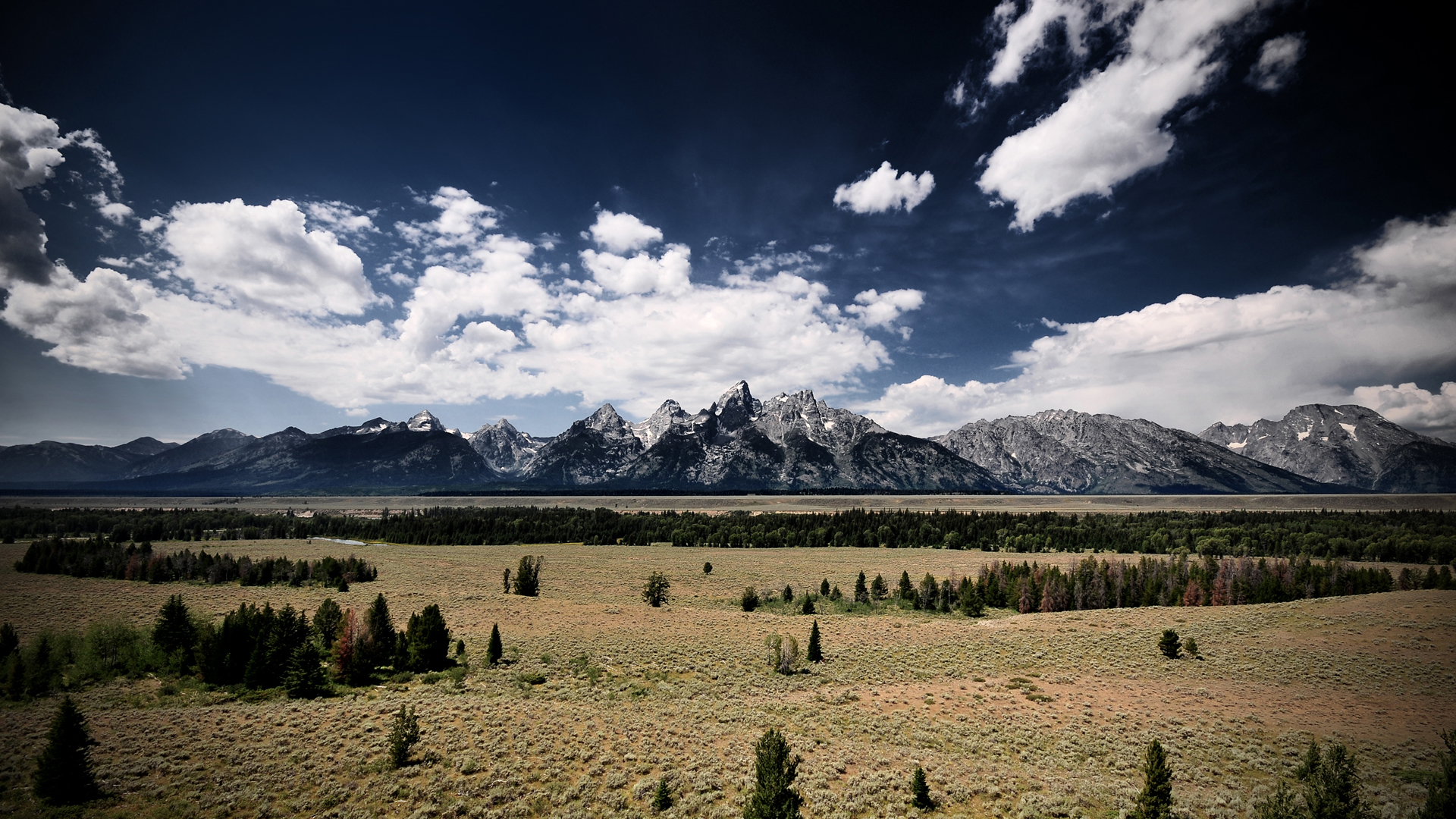 mountains, clouds, landscapes, nature, snow, Wyoming, Rocky Mountains - desktop wallpaper
