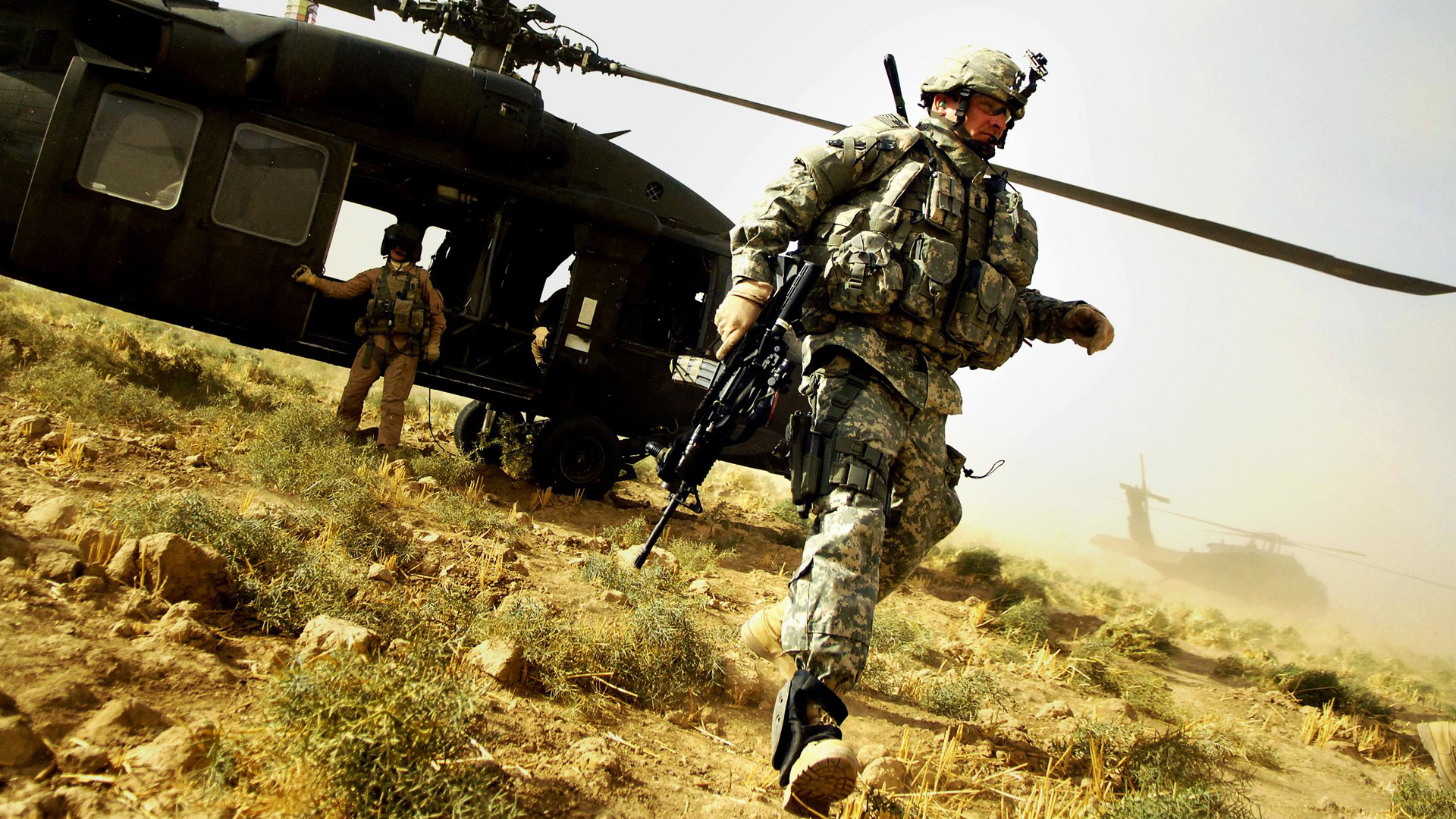 soldiers, army, military, helicopters, vehicles - desktop wallpaper