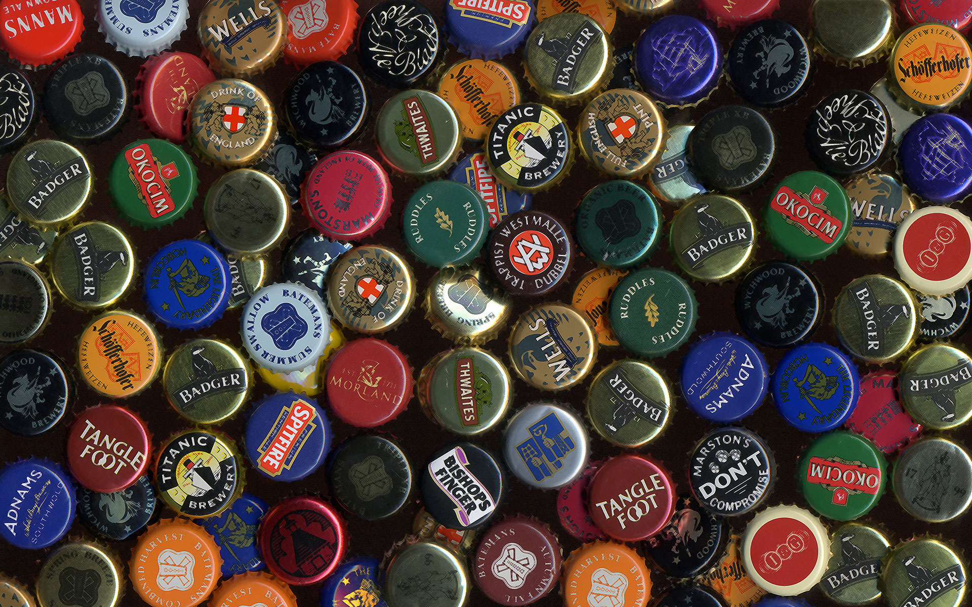 beers, bottle caps, caps - desktop wallpaper