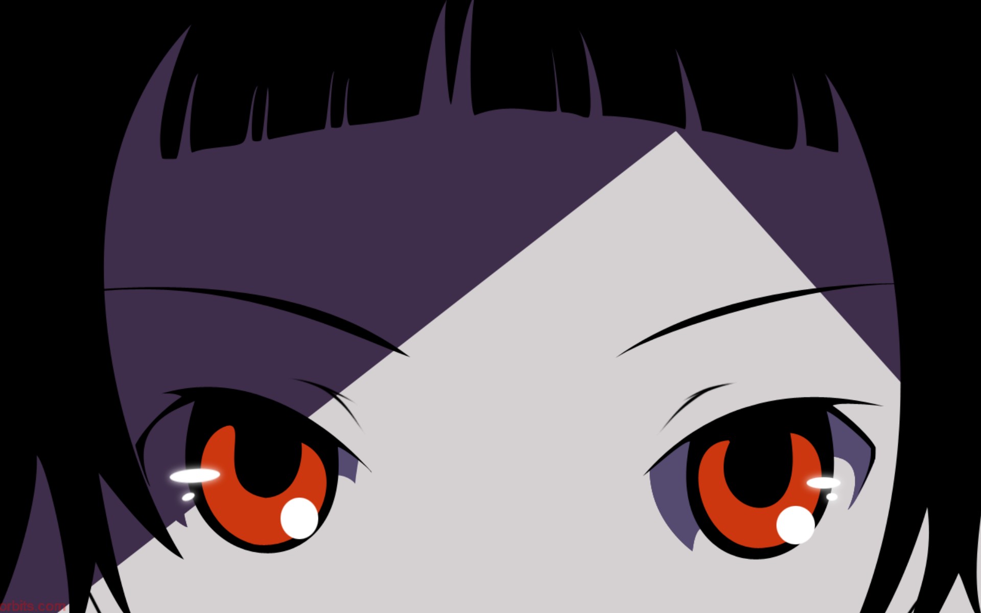 Sayonara Zetsubou Sensei, shadows, red eyes, short hair, anime girls, faces, pale skin, bangs, black hair, Tsunetsuki Matoi - desktop wallpaper