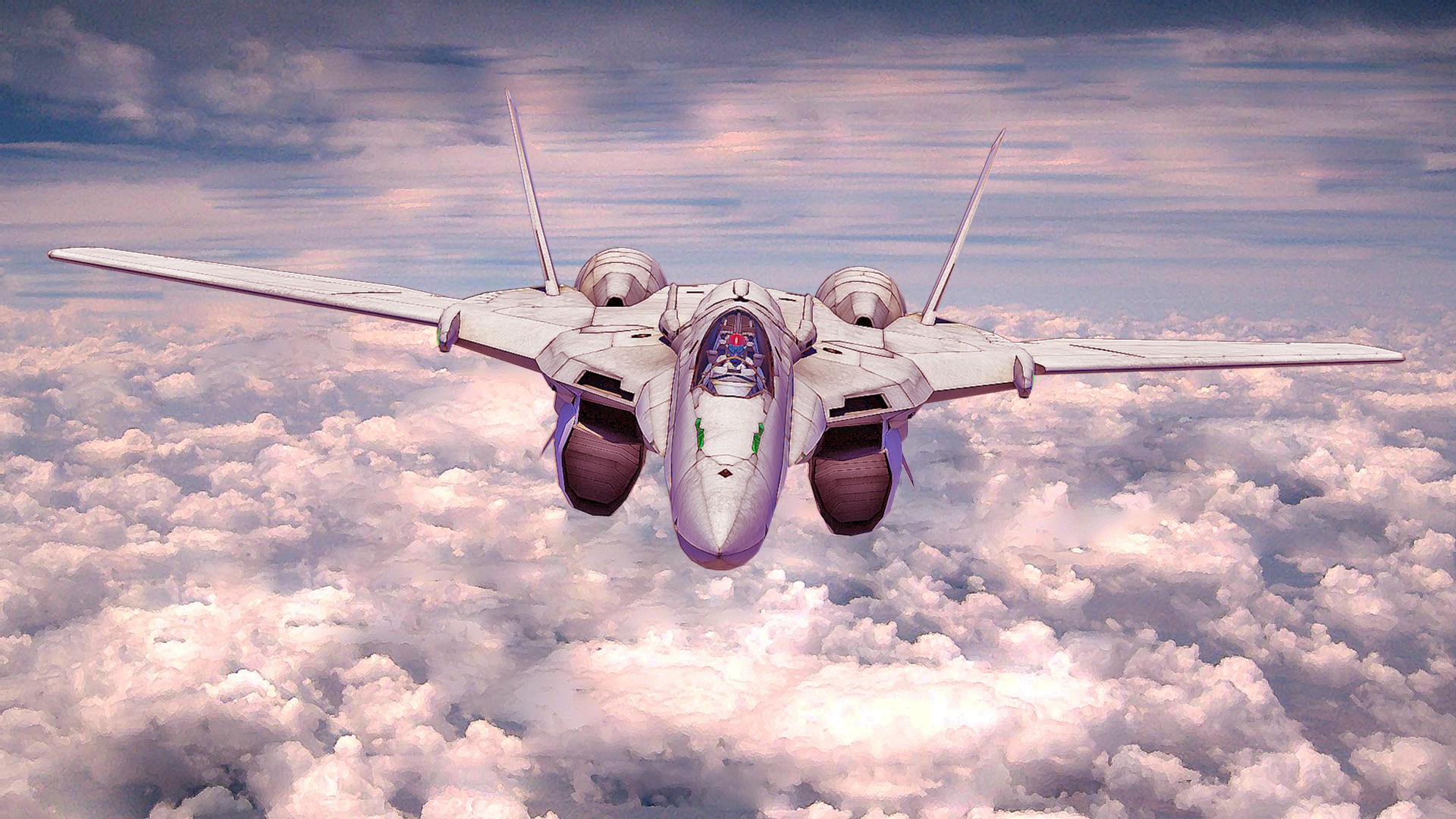 airplanes, mecha, Macross Frontier, jet aircraft, skyscapes - desktop wallpaper