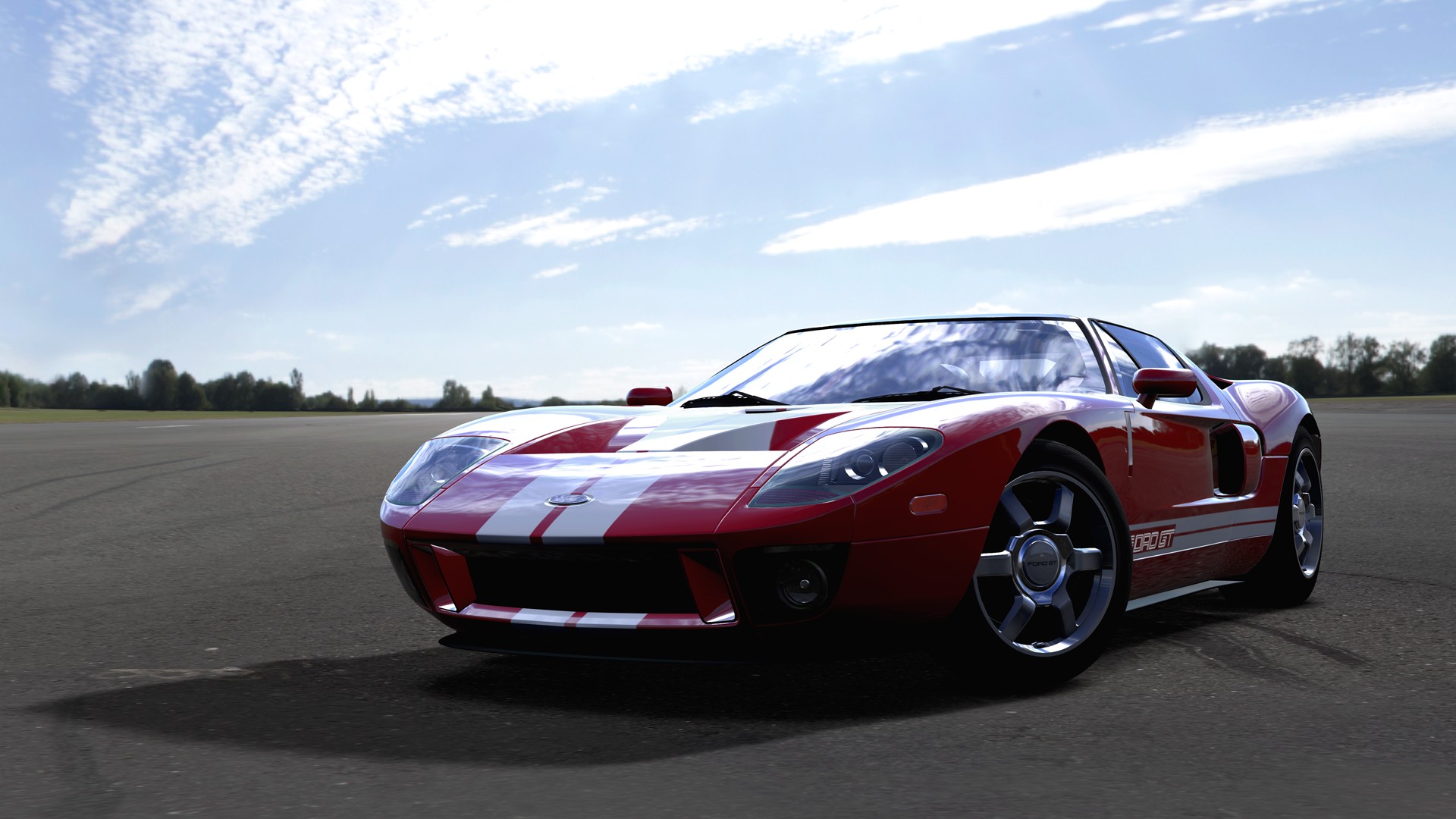 red, cars, scenic, vehicles, Ford GT, Forza Motorsport 4, front angle view - desktop wallpaper