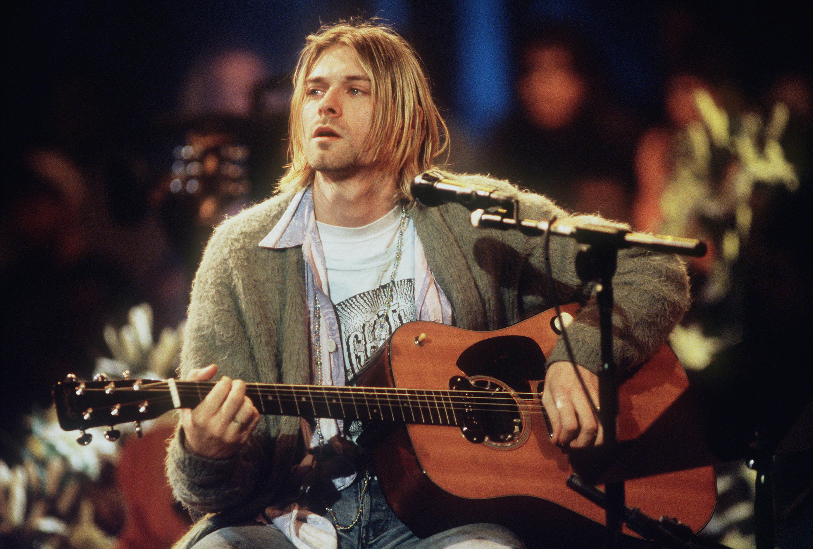 music, Nirvana, Kurt Cobain, MTV, guitars, music bands - desktop wallpaper