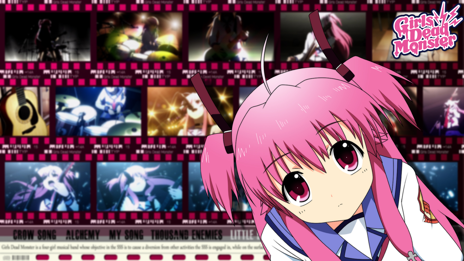 text, Angel Beats!, pink hair, guitars, Yui (Angel Beats) - desktop wallpaper
