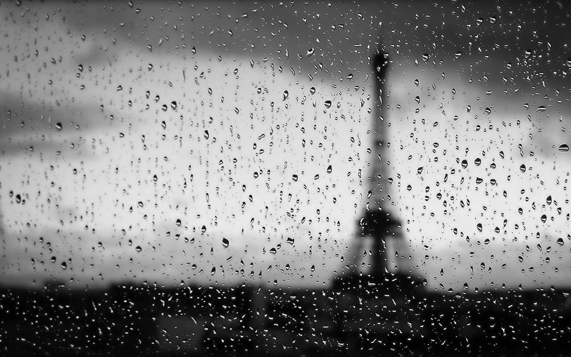 Eiffel Tower, rain, glass, wet, condensation, depth of field, rain on glass - desktop wallpaper