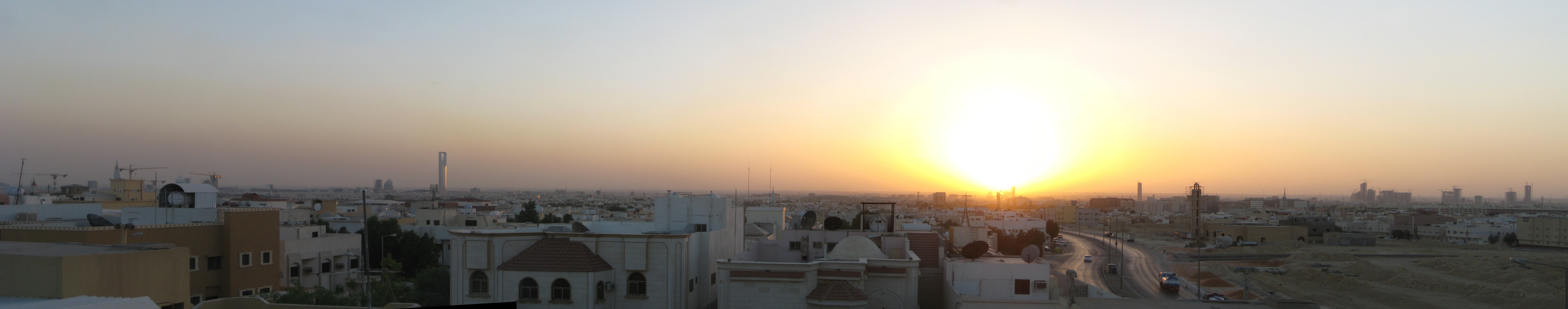 sunrise, cityscapes, panorama, Saudi Arabia, multiscreen, Riyadh - desktop wallpaper