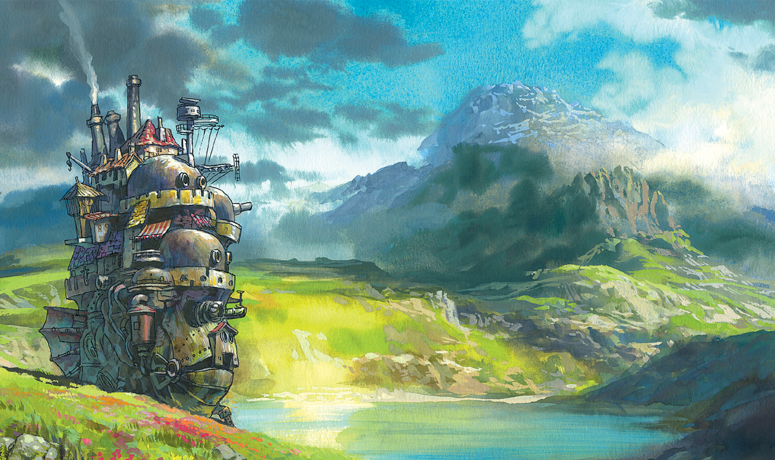 mountains, landscapes, fantasy art, anime, rivers, Howl's Moving Castle, hauru - desktop wallpaper