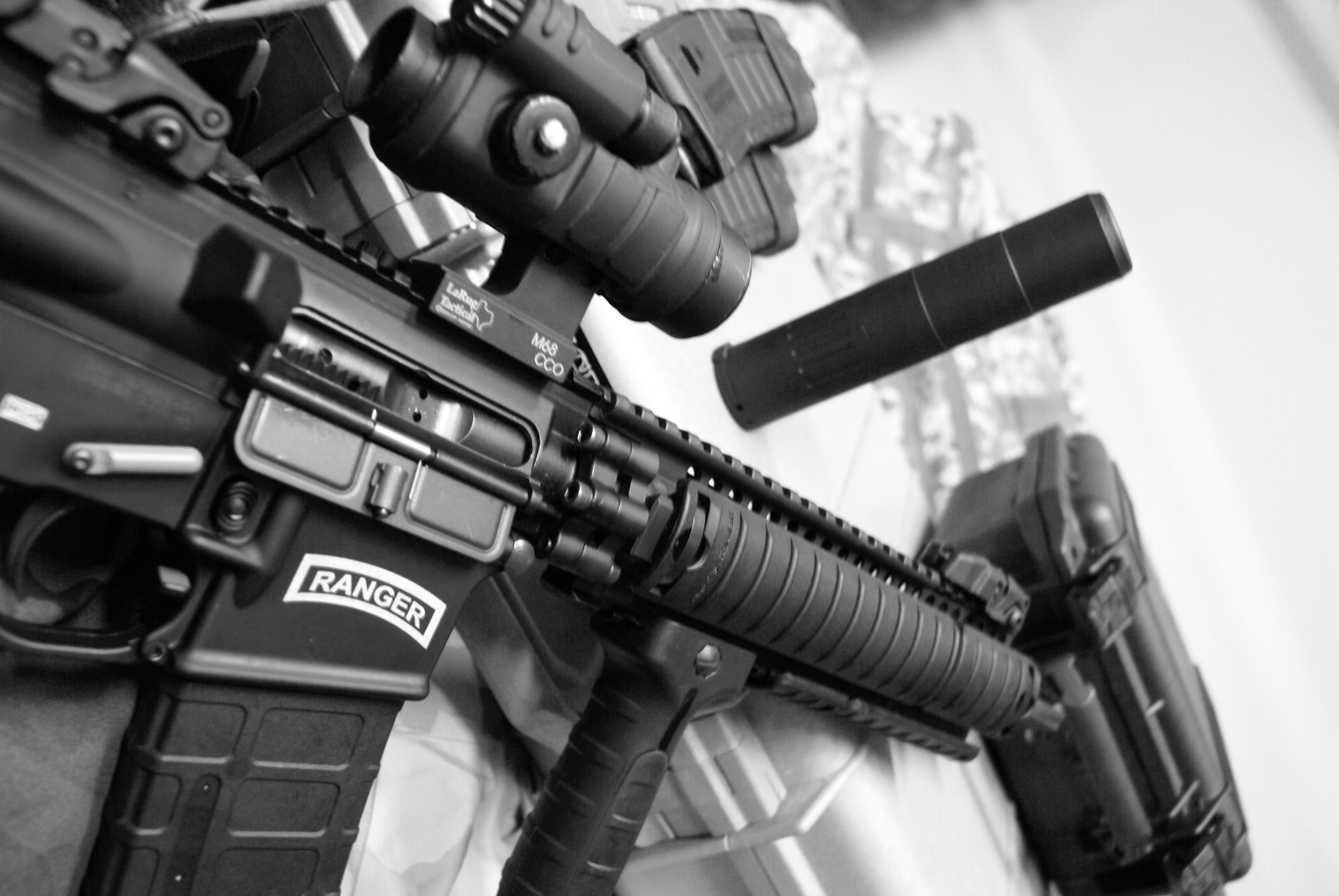 rifles, weapons, AR-15, LaRue Tactical, suppressor, Aimpoint - desktop wallpaper