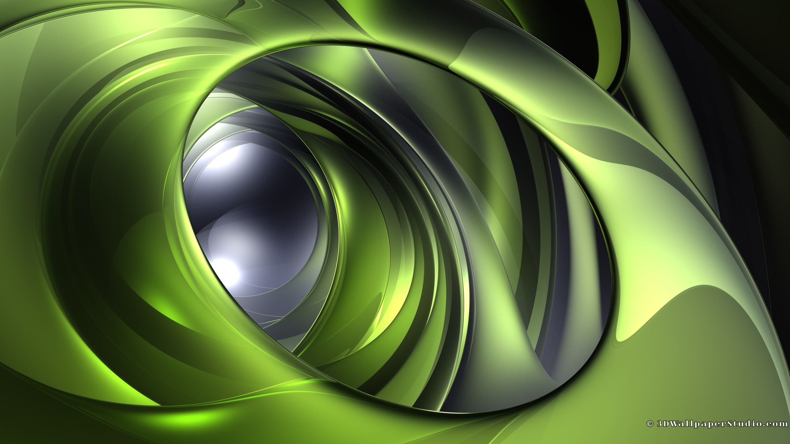 green, abstract, 3D - desktop wallpaper