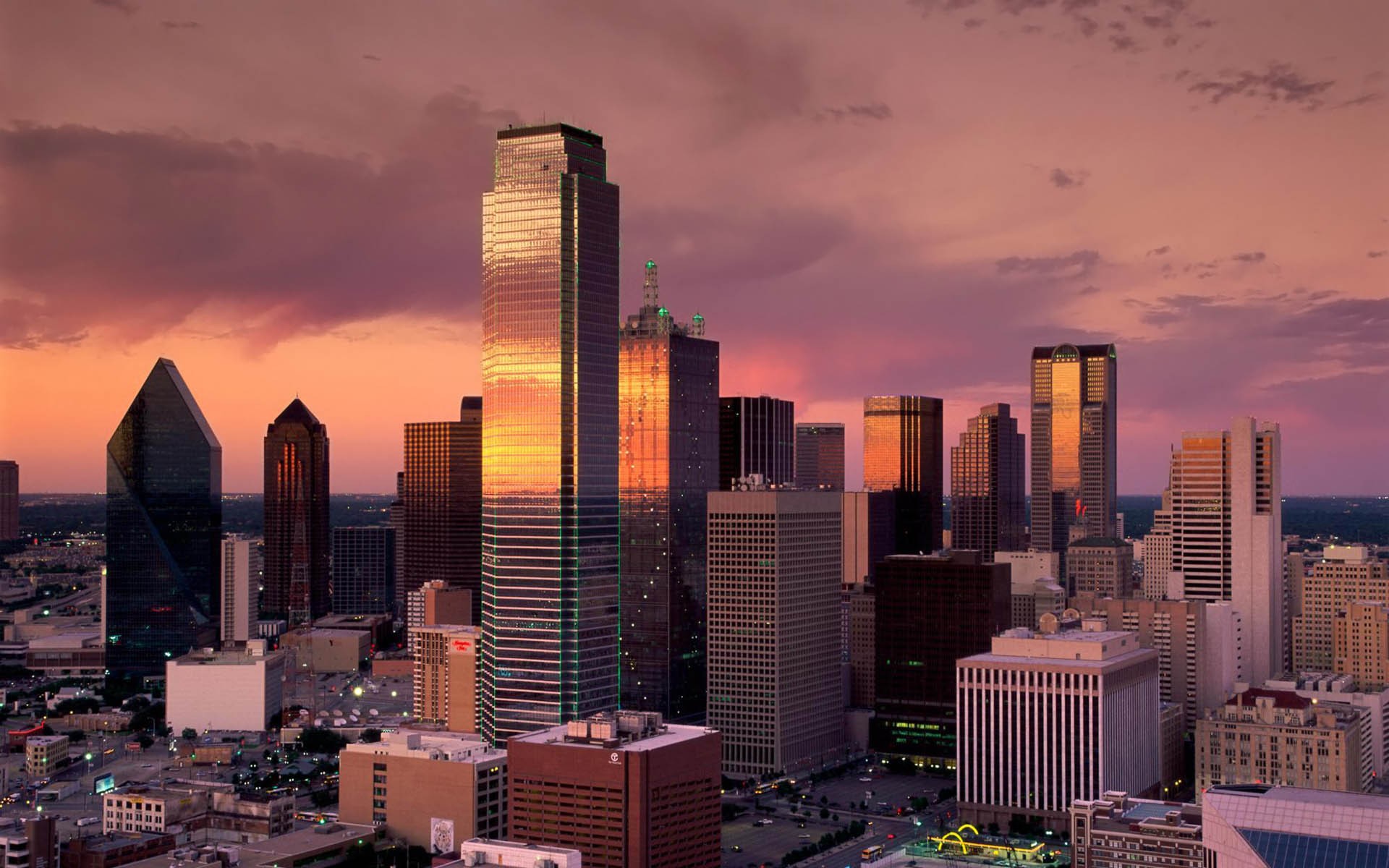 sunset, cityscapes, buildings, Dallas - desktop wallpaper