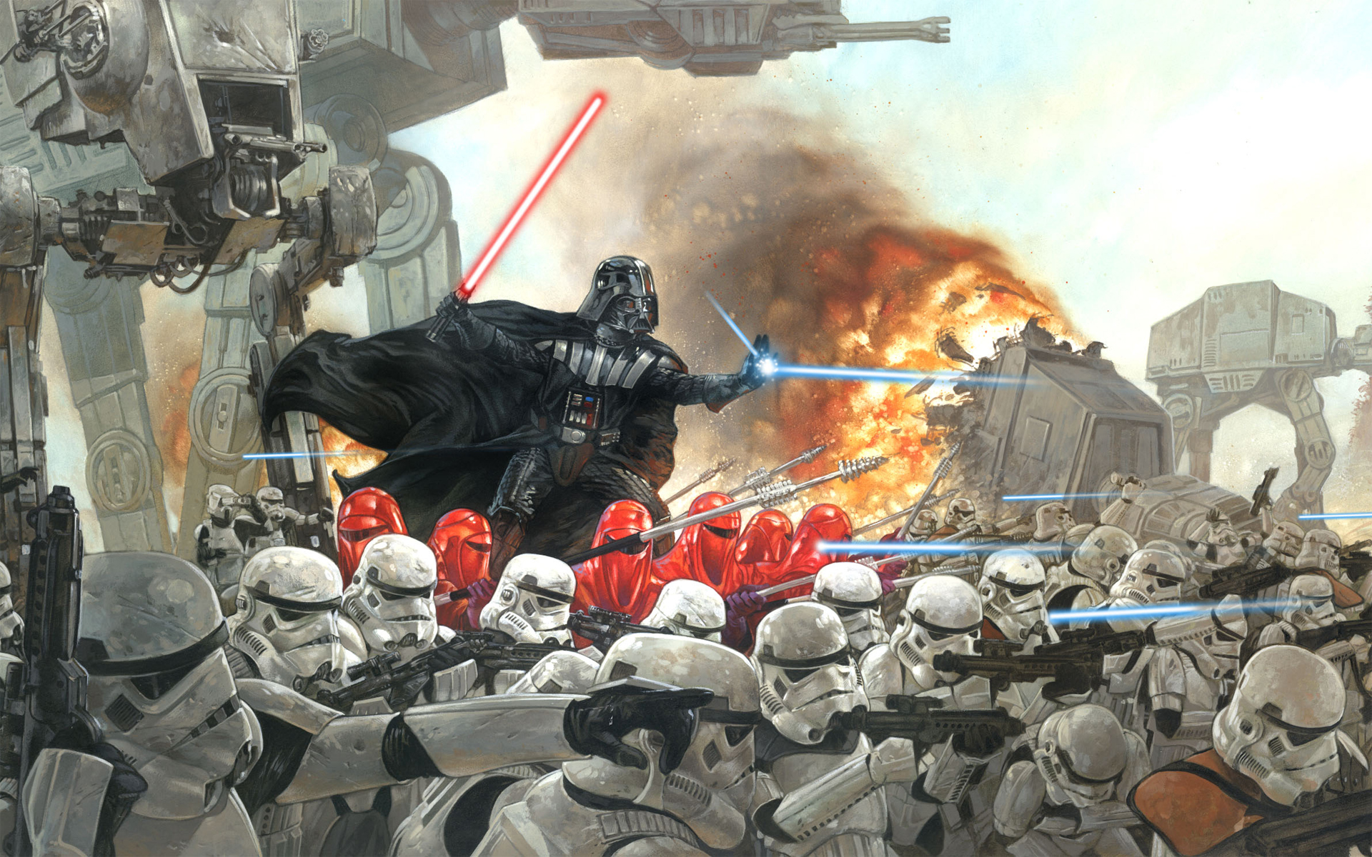 Star Wars, stormtroopers, Darth Vader - desktop wallpaper