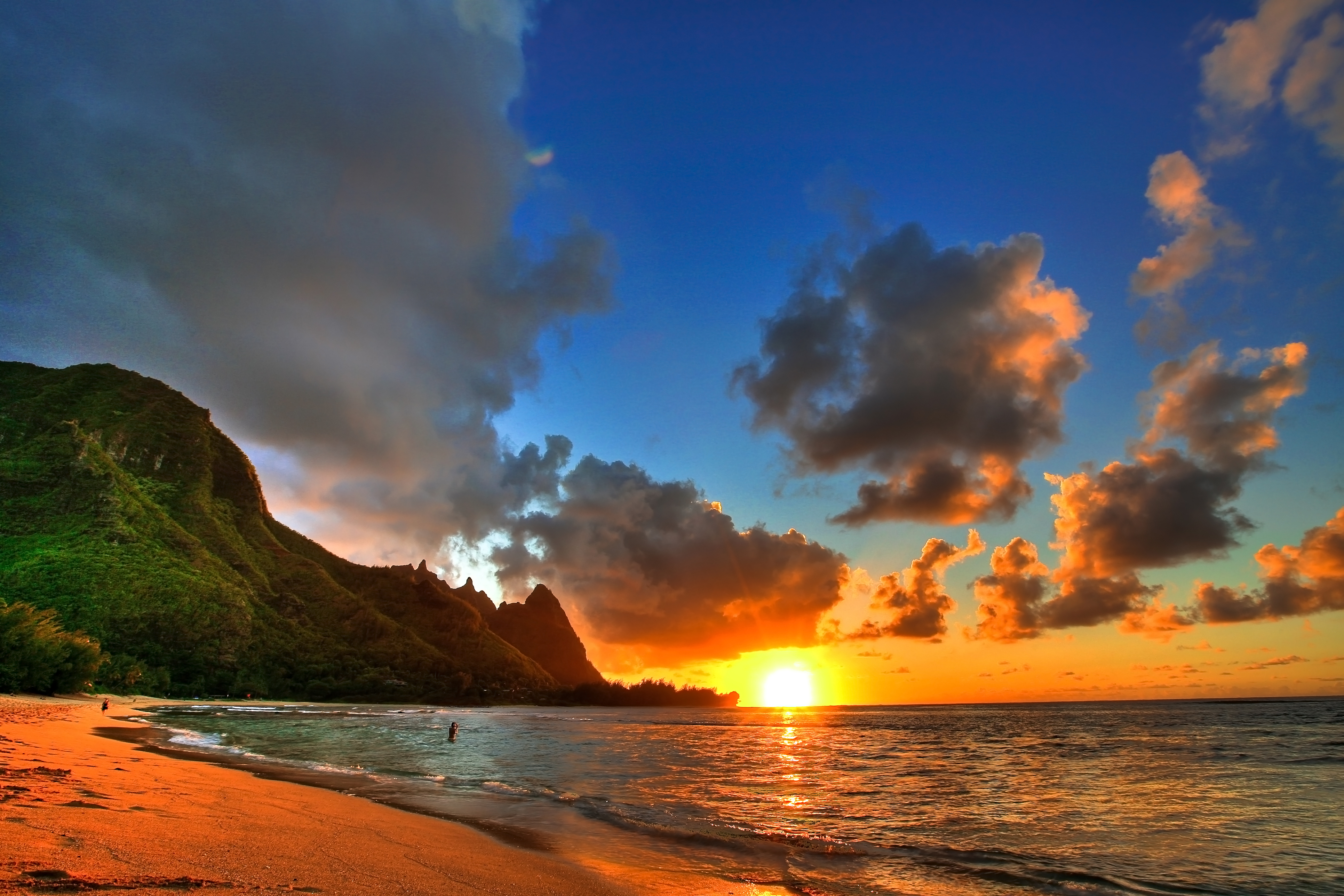 sunset, nature, Hawaii, sea, beaches - desktop wallpaper