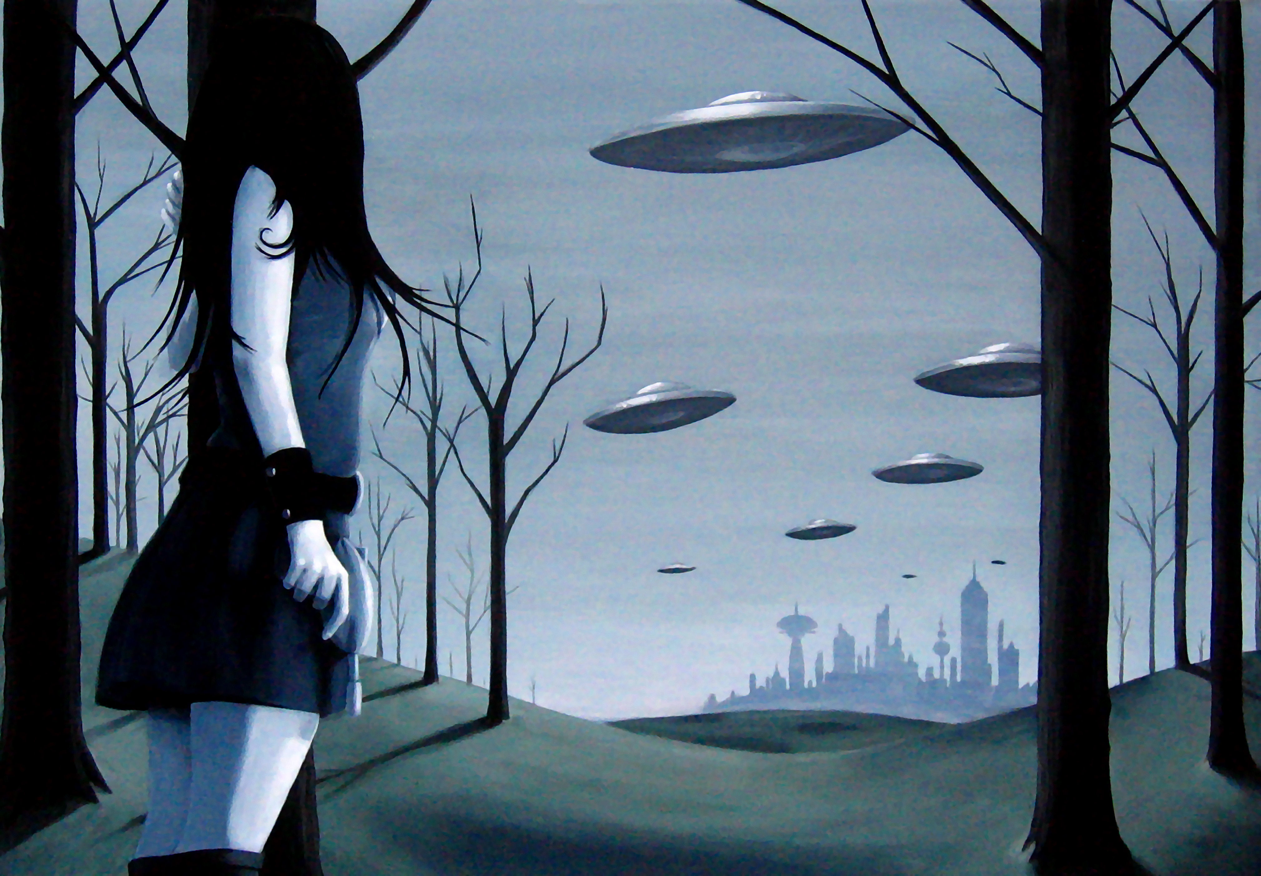 paintings, spaceships, UFO - desktop wallpaper