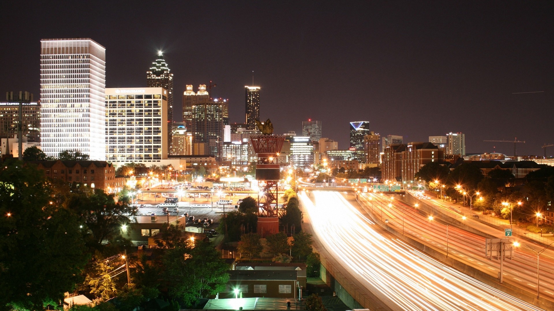 cityscapes, skylines, Georgia, Atlanta, long exposure - desktop wallpaper