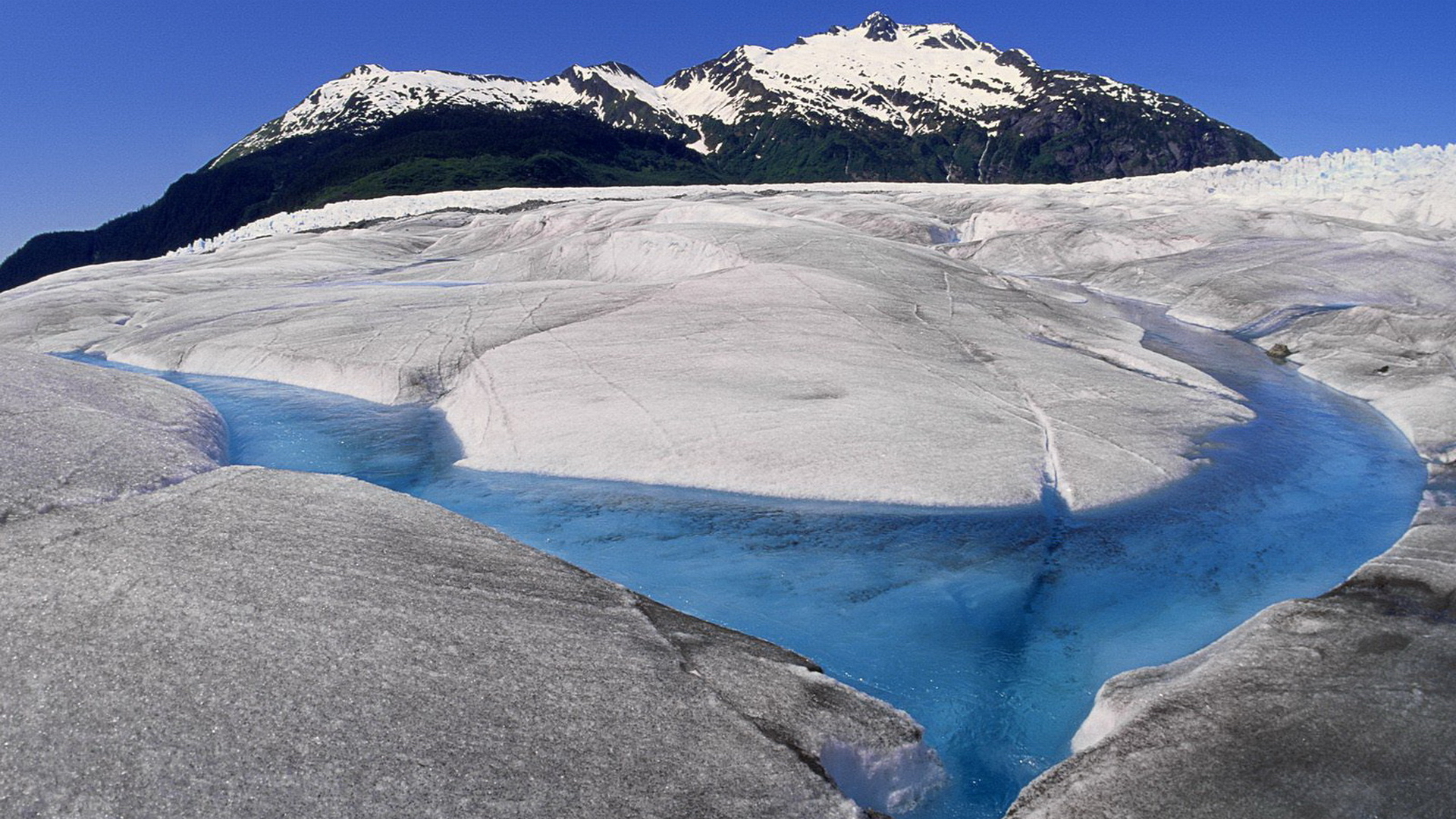 mountains, nature, Alaska, glacier, rivers - desktop wallpaper