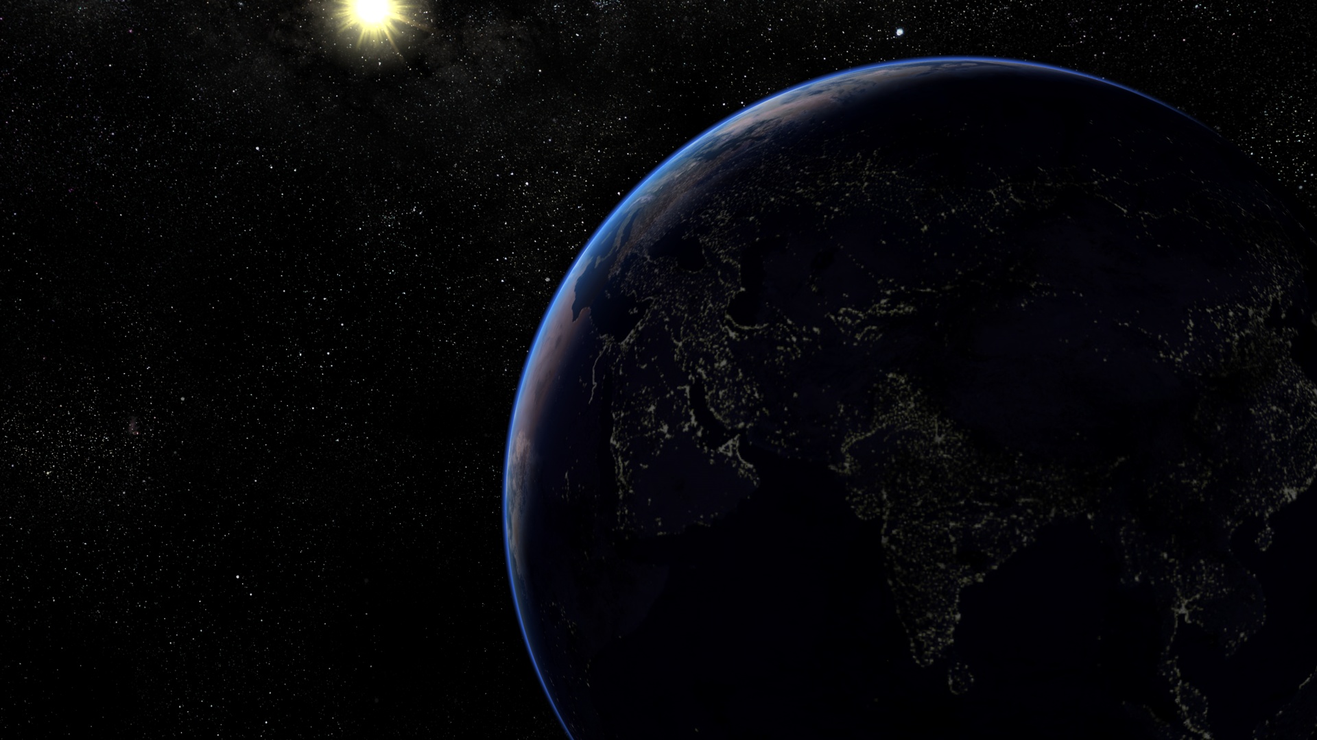 outer space, stars, planets, Earth, Planet Earth, city lights - desktop wallpaper