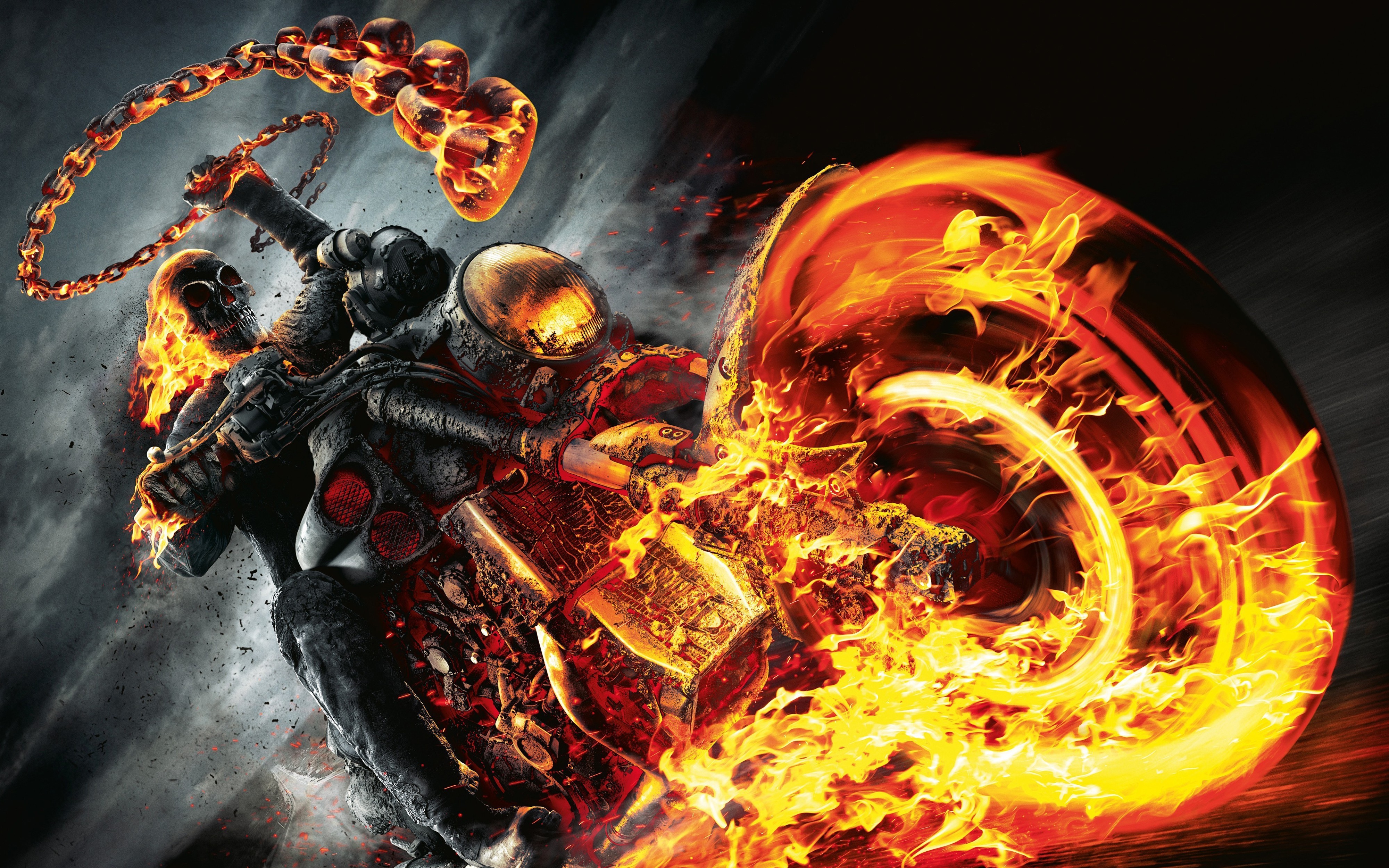 skulls, movies, fire, Ghost Rider, legend, skeletons, motorbikes, burn - desktop wallpaper