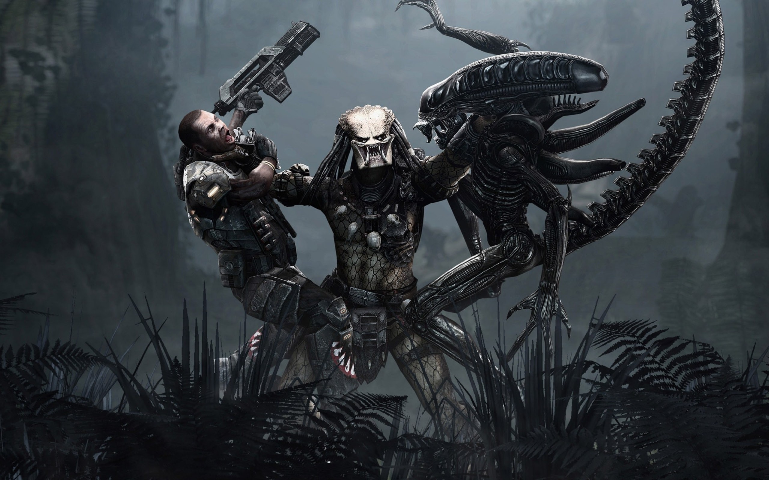 video games, computer graphics, Aliens vs Predator game - desktop wallpaper