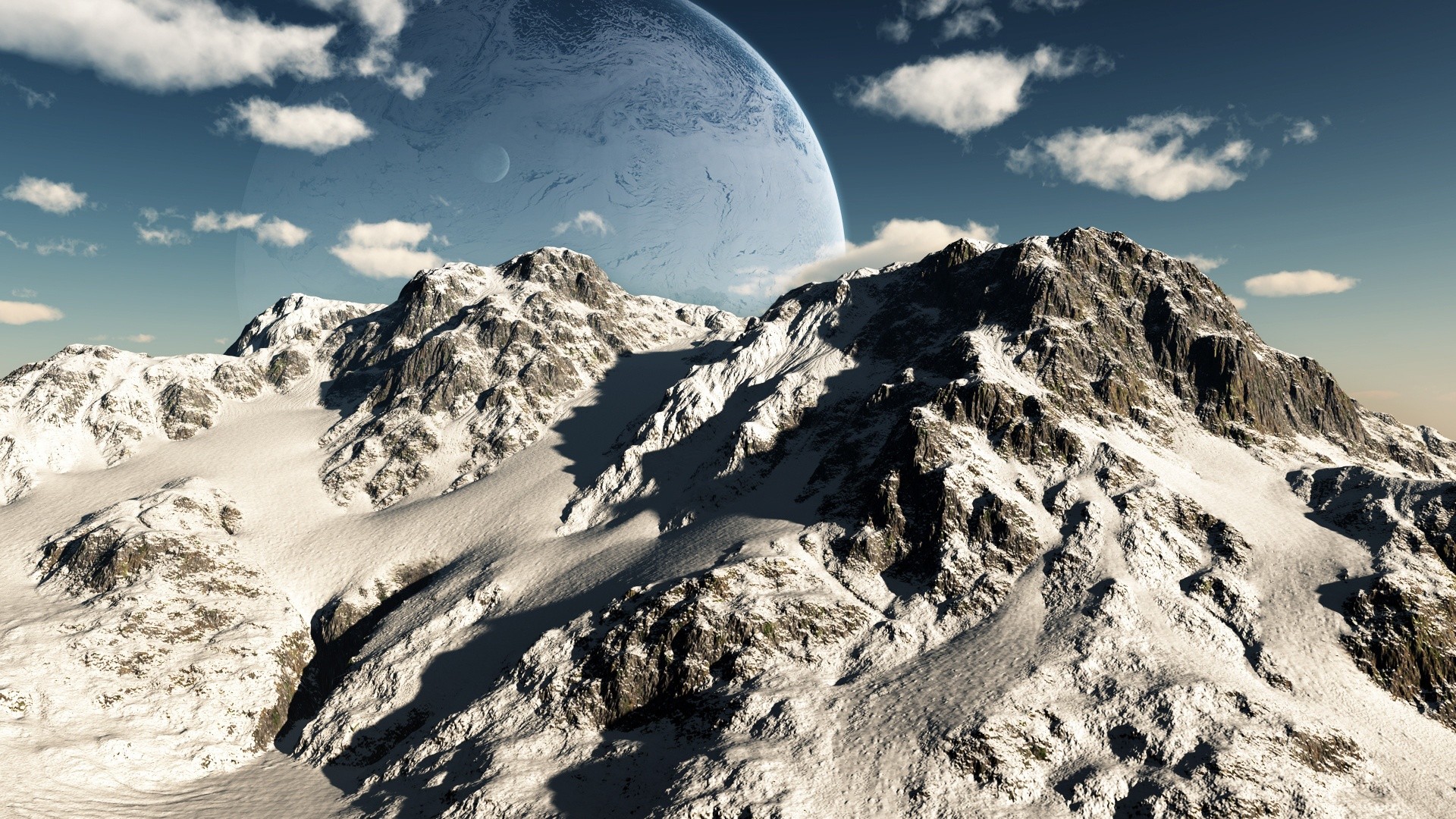 mountains, clouds, landscapes, Moon - desktop wallpaper