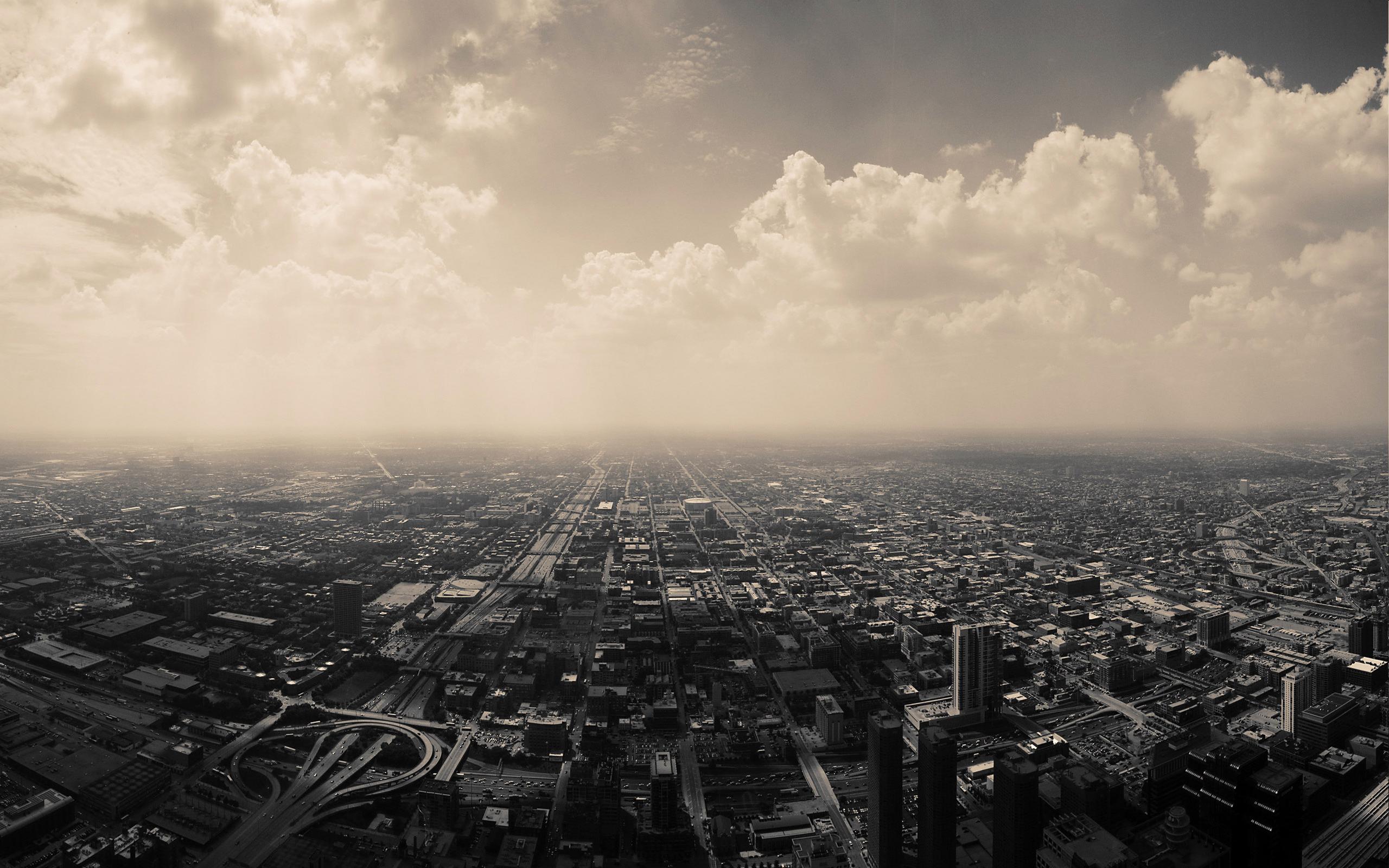 clouds, cityscapes, skylines, Chicago, architecture, urban, buildings, monochrome, cities - desktop wallpaper
