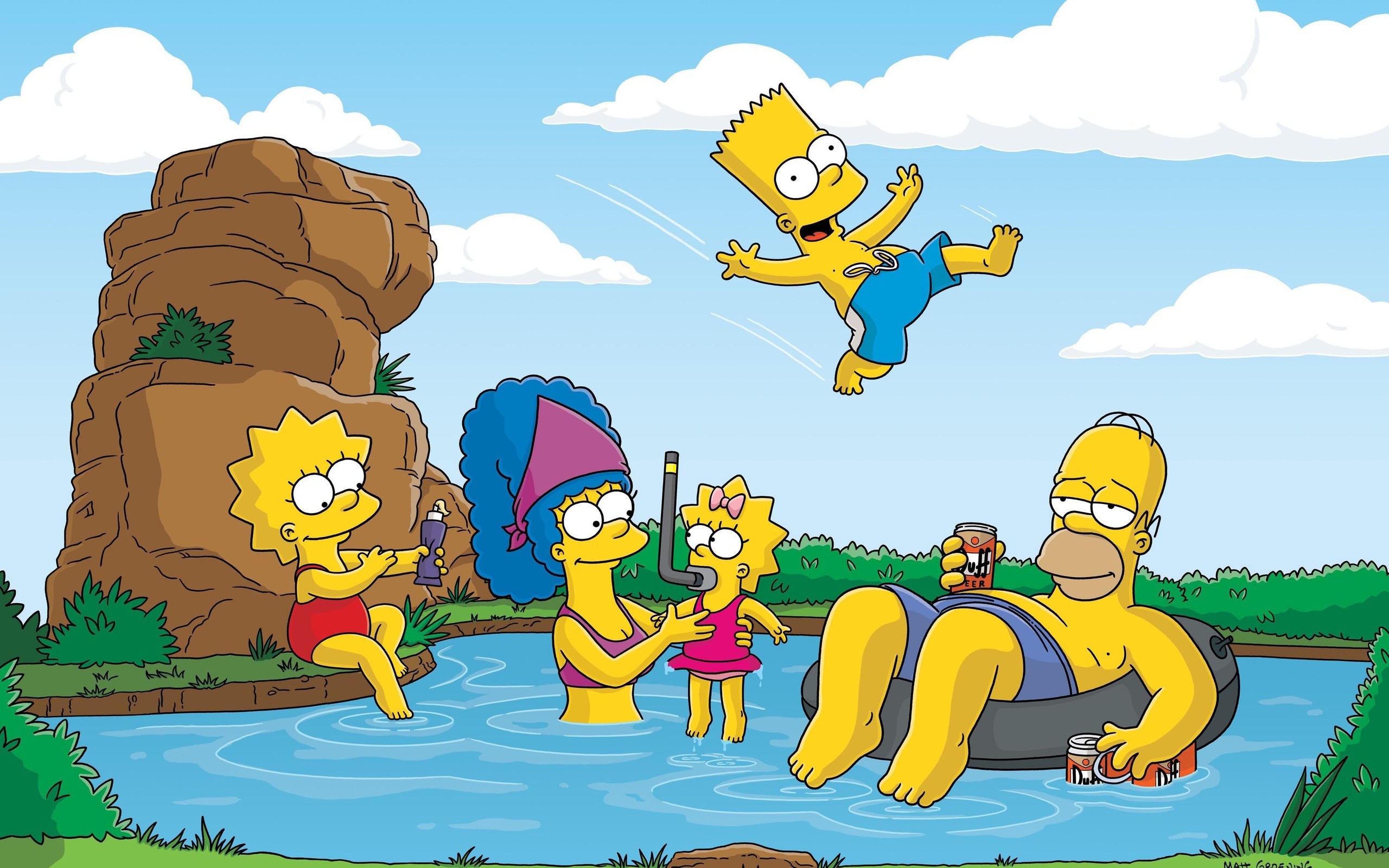 Homer Simpson, The Simpsons, Bart Simpson, Lisa Simpson, Marge Simpson, Maggie Simpson, Duff Beer - desktop wallpaper