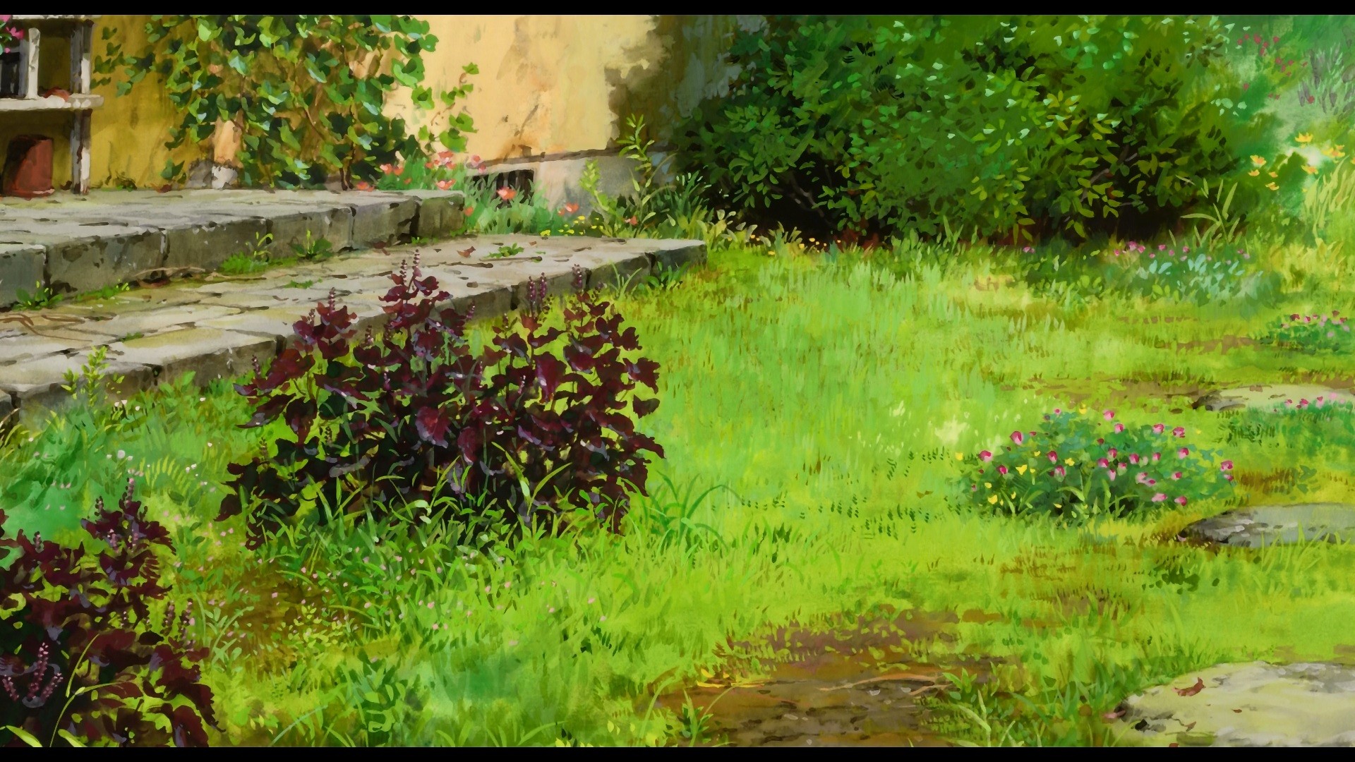 garden, stairways, plants, Studio Ghibli, Karigurashi no Arrietty, The Secret World of Arrietty - desktop wallpaper