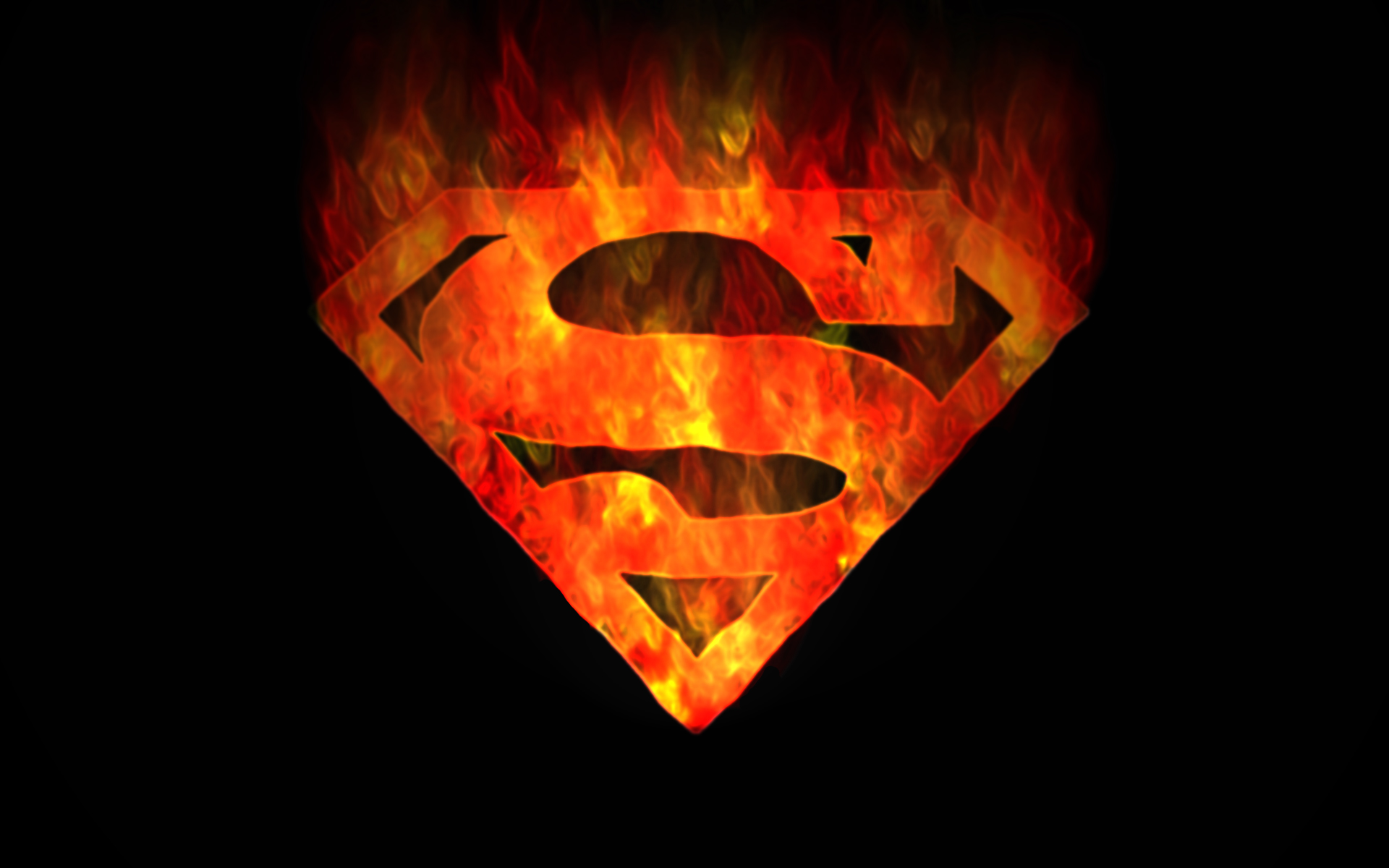 DC Comics, Superman, fire, Superman Logo, black background - desktop wallpaper