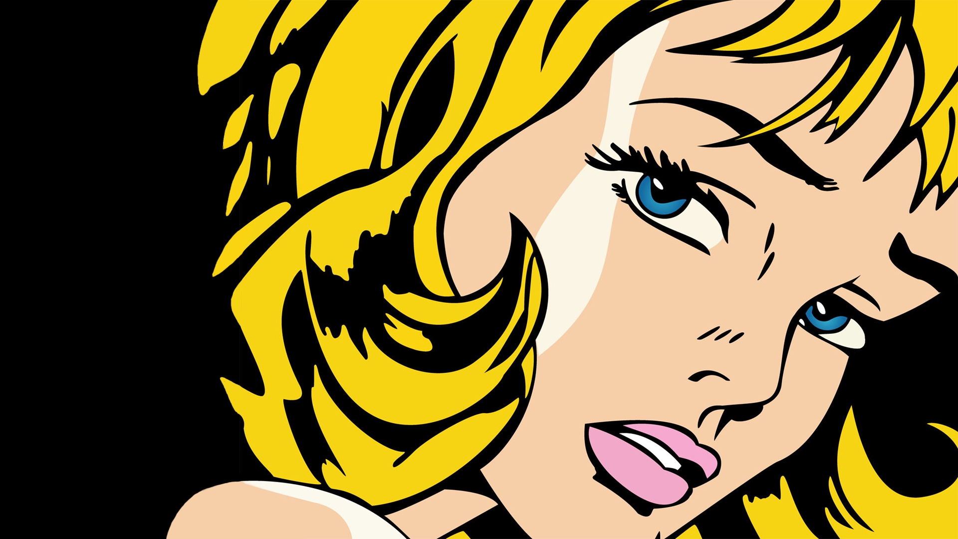 blondes, blue eyes, vectors, pop art, faces, Roy Lichtenstein - desktop wallpaper