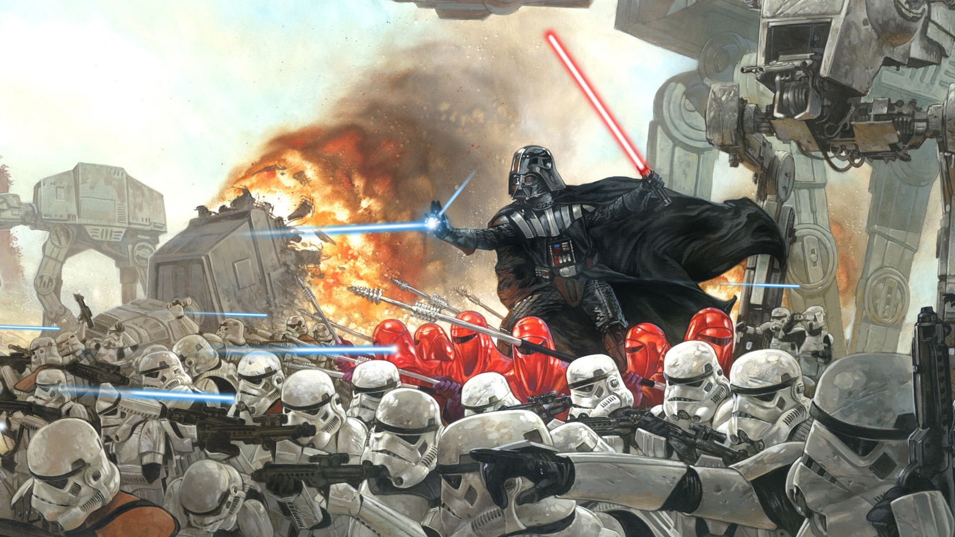 Star Wars, stormtroopers, Darth Vader, dark side - desktop wallpaper