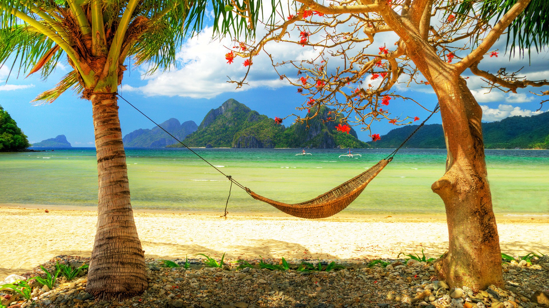 ocean, paradise, hammock, beaches - desktop wallpaper