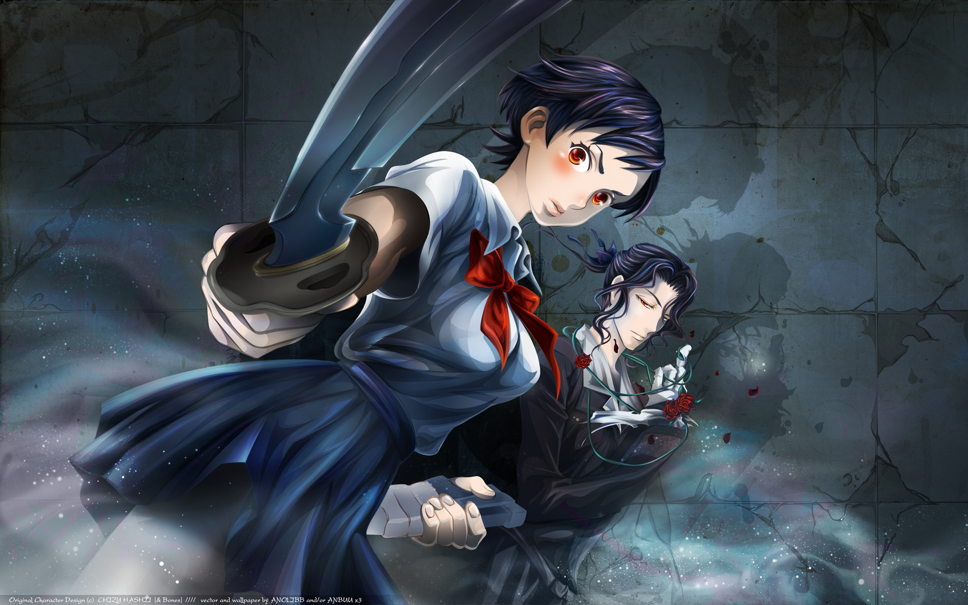 red eyes, Blood Plus, swords, Hagi, Otonashi Saya - desktop wallpaper