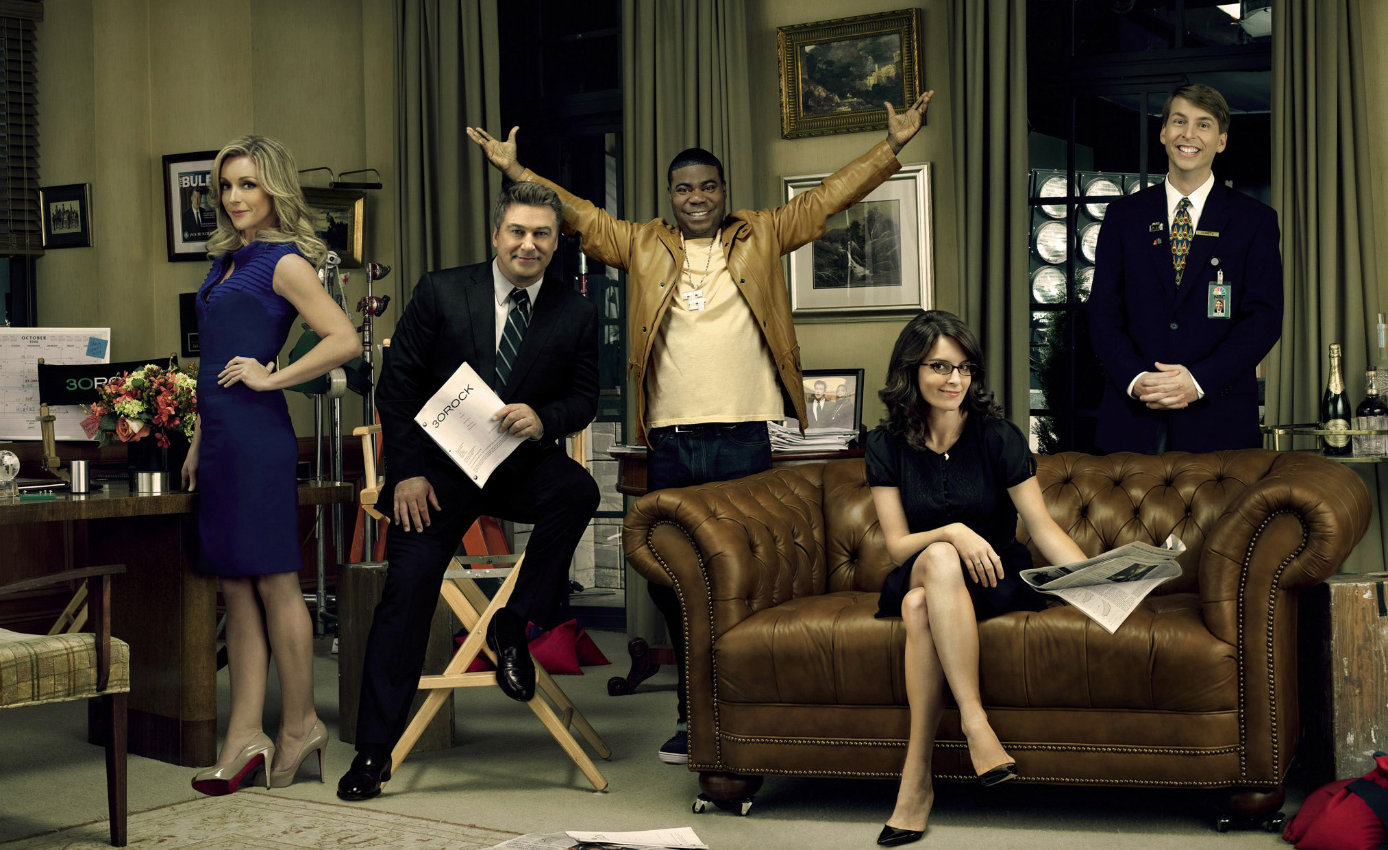women, couch, Tina Fey, 30 Rock, Alec Baldwin, television cast - desktop wallpaper