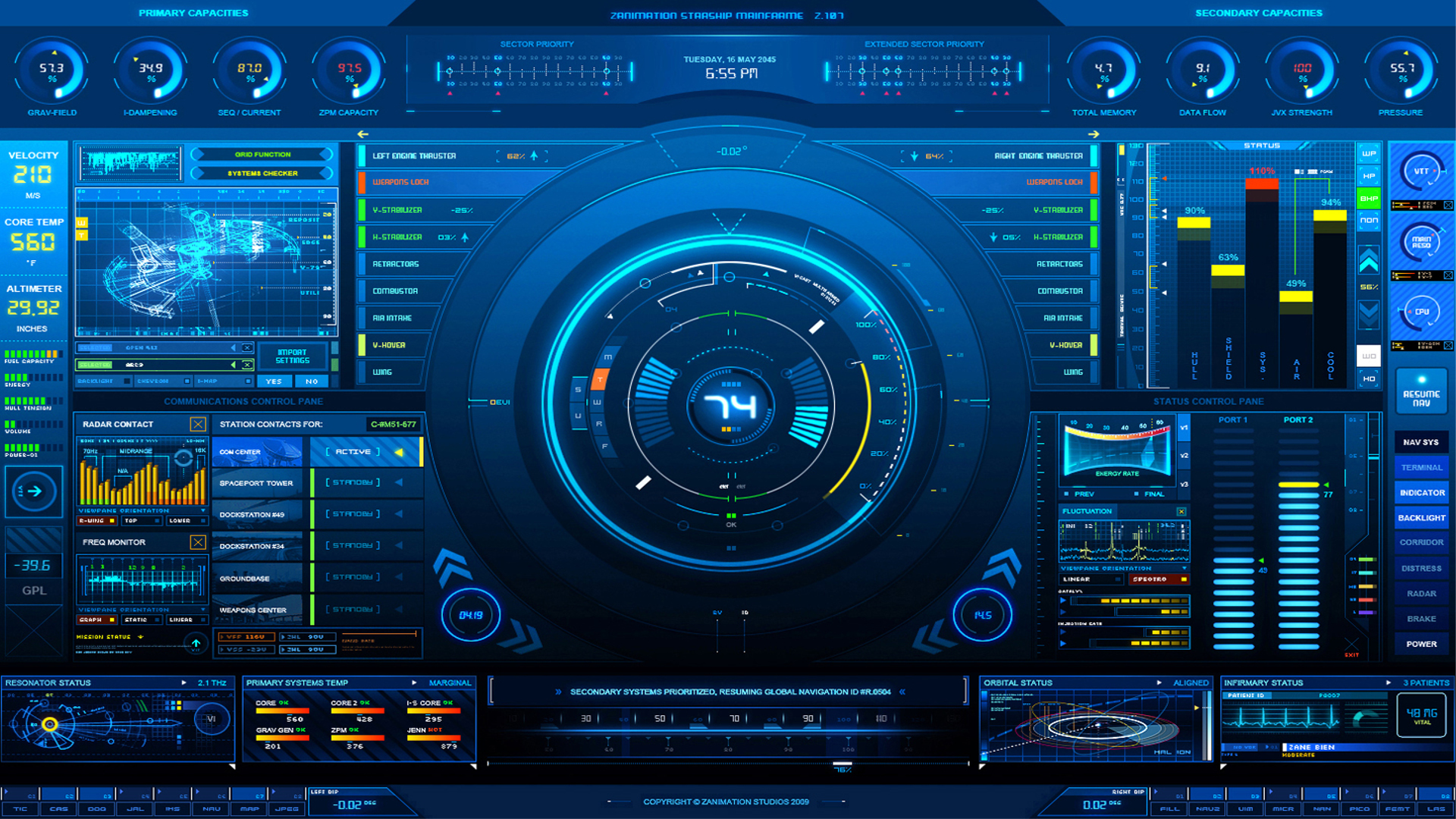 blue, futuristic, console, HUD, sci-fi - desktop wallpaper