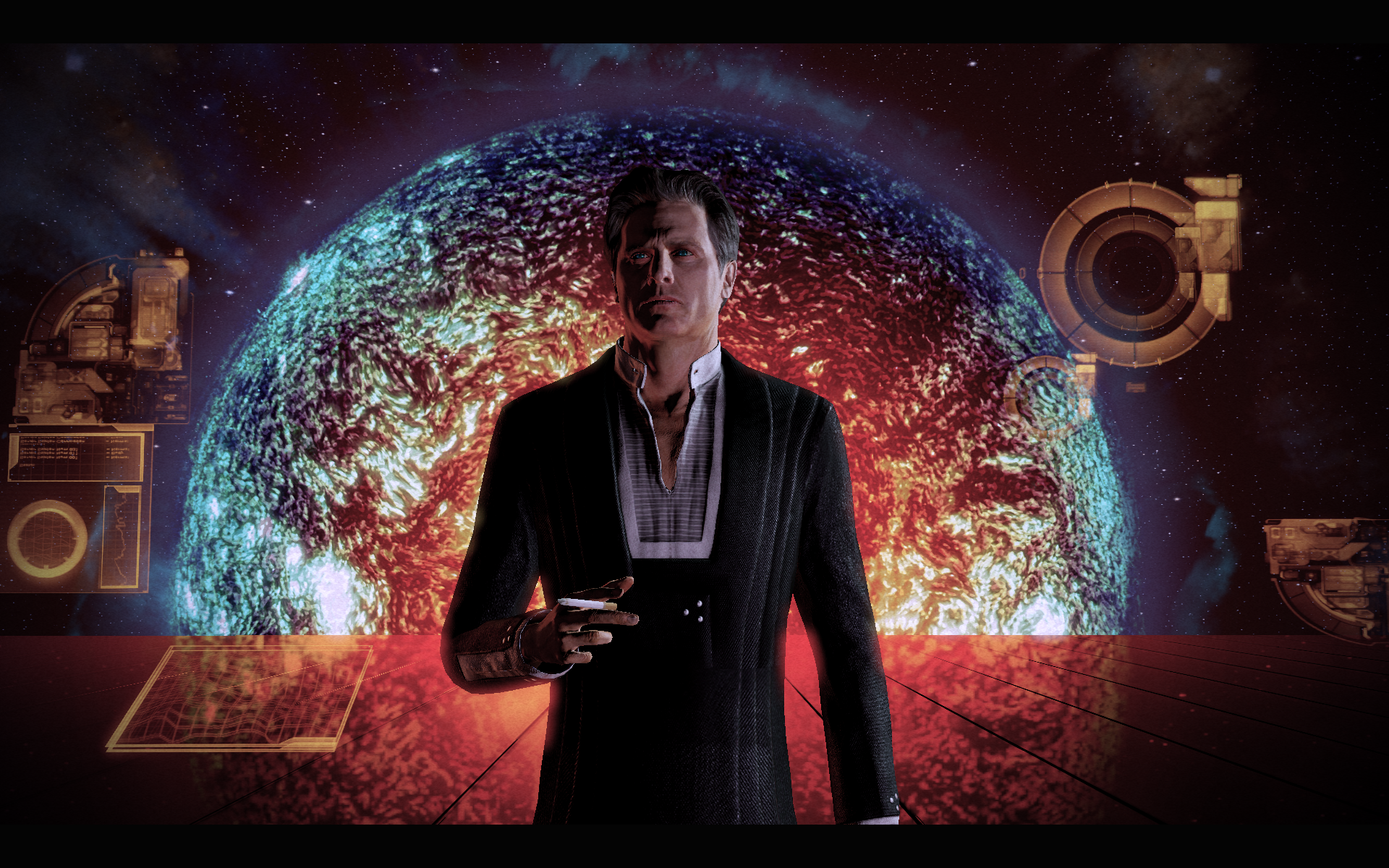 Mass Effect, screenshots, Illusive Man - desktop wallpaper
