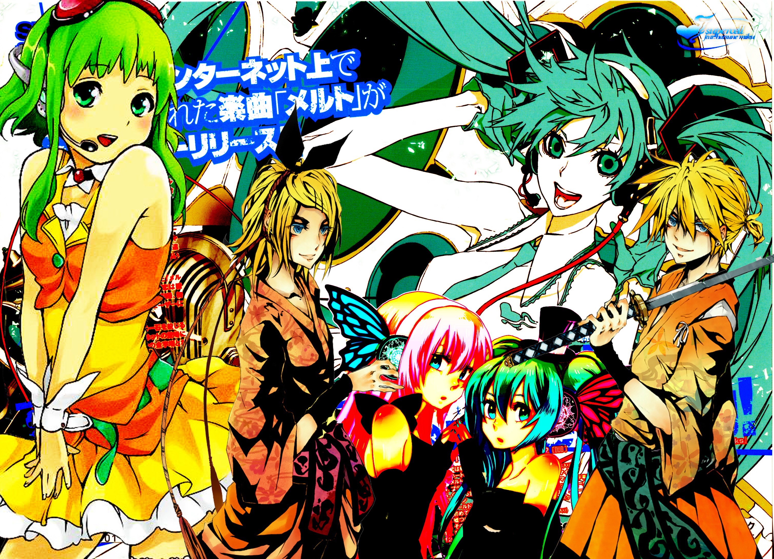 Vocaloid, Hatsune Miku, Megurine Luka, Kagamine Rin, Kagamine Len, Megpoid Gumi - desktop wallpaper