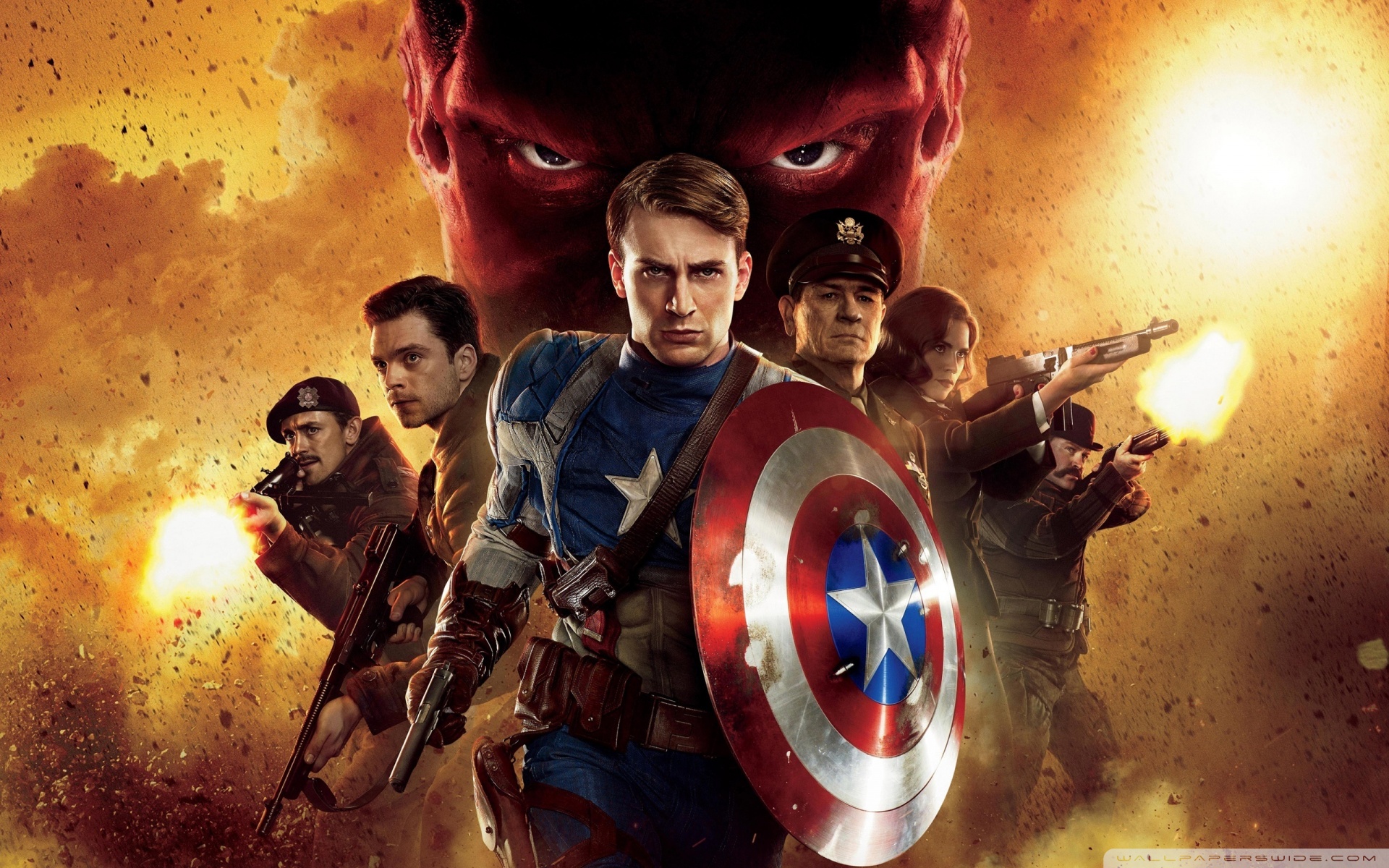 movies, Captain America, Chris Evans, Red Skull, Hayley Atwell, Tommy Lee Jones, Captain America: The First Avenger - desktop wallpaper